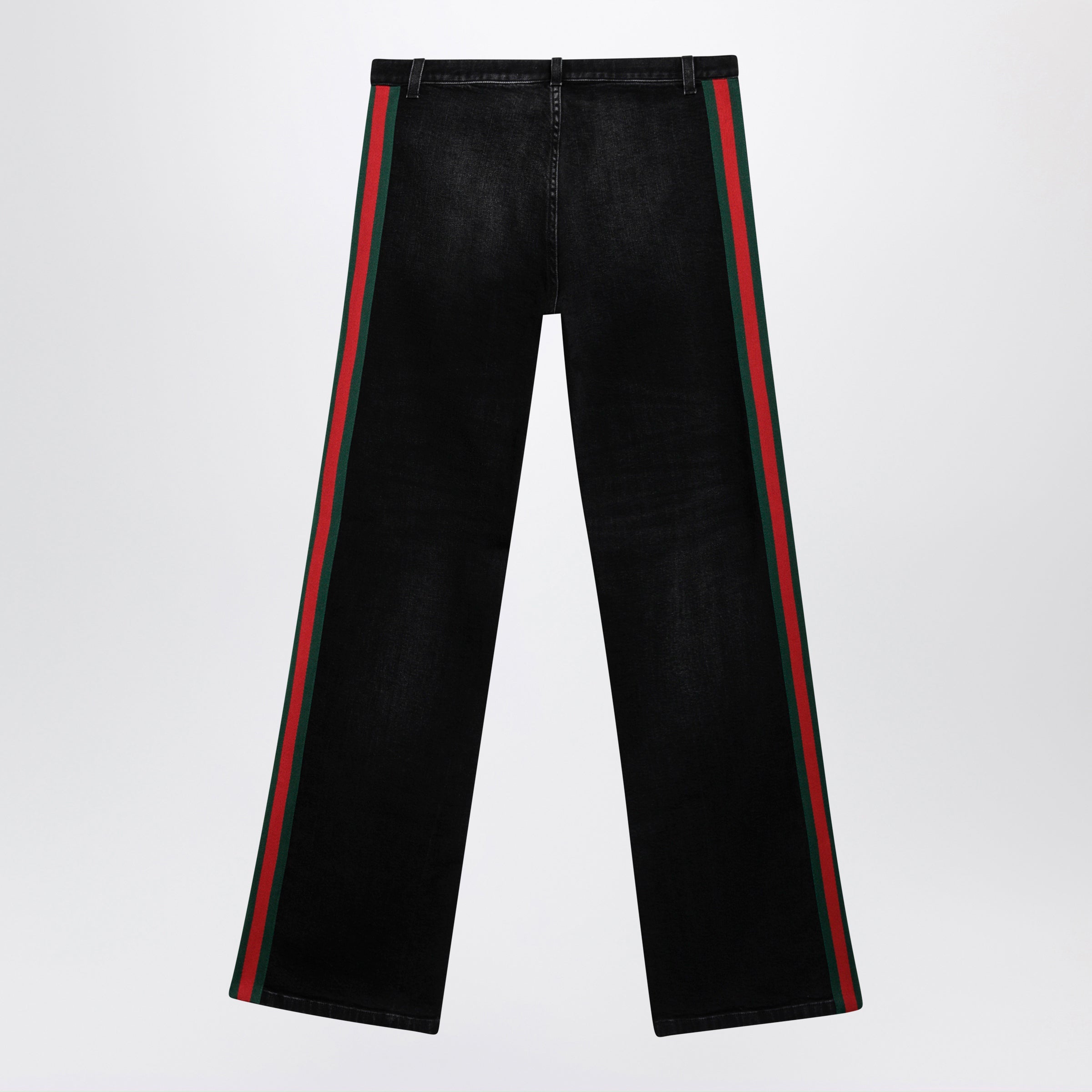 Gucci Low-Rise Cotton Denim Jeans With Web Tape In Black Men