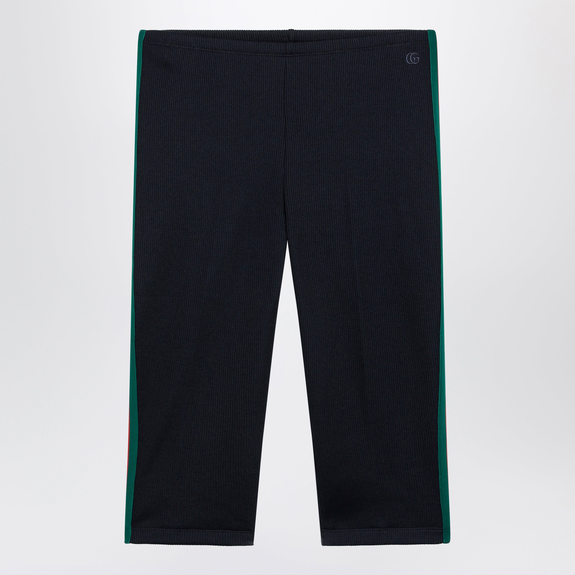Gucci Ribbed Cotton Jersey Pants With Web, Blue Japan Women