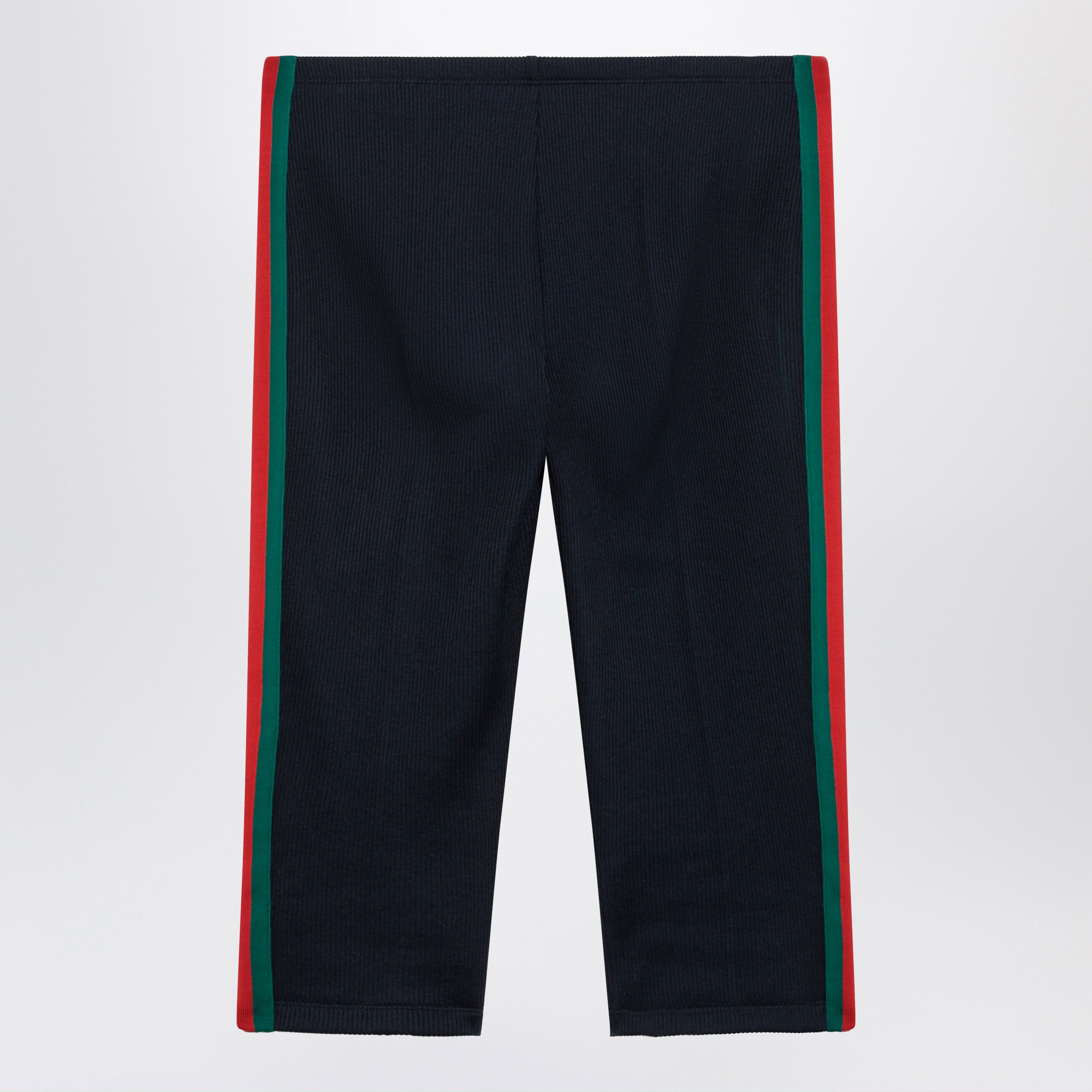 Gucci Ribbed Cotton Jersey Pants With Web, Blue Japan Women