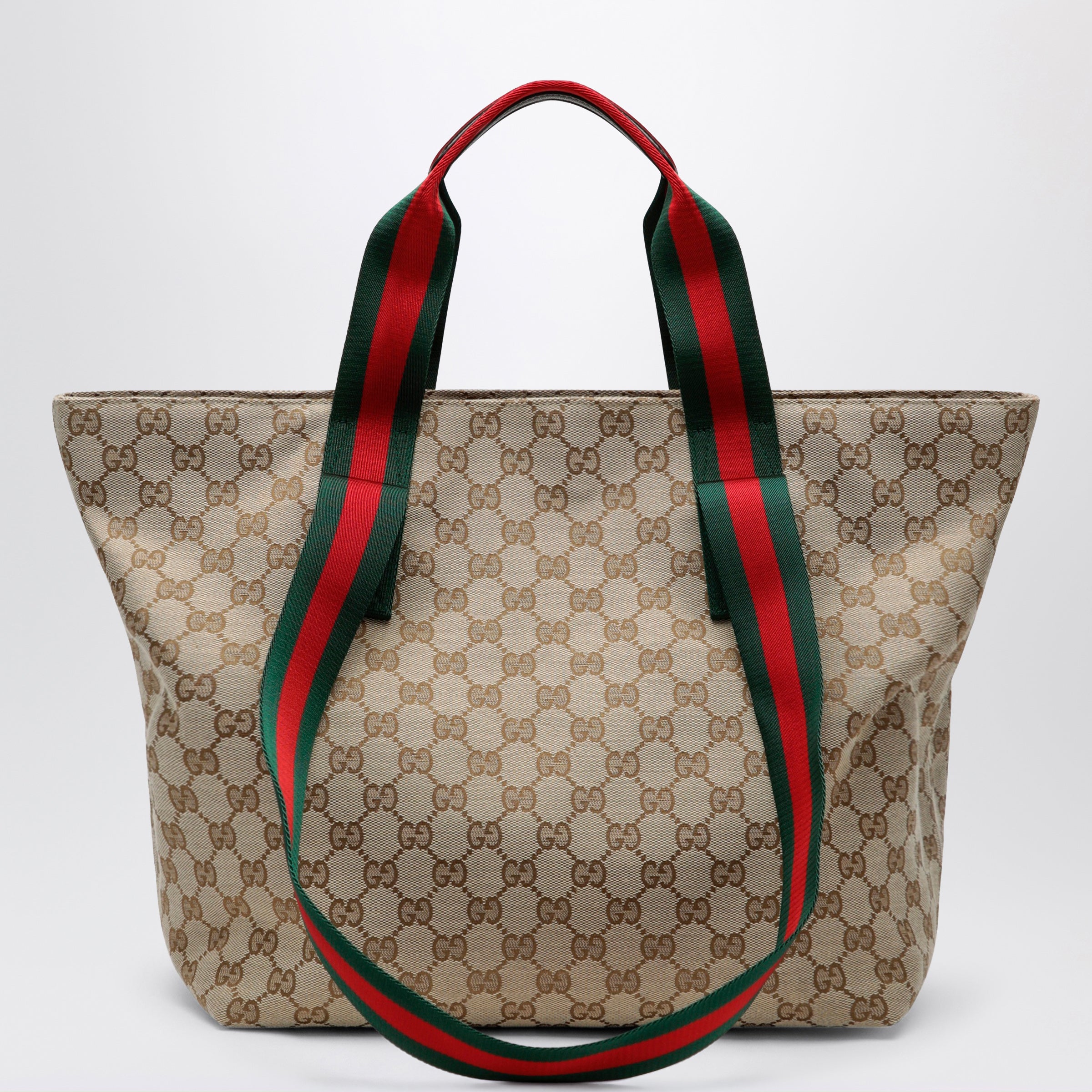 Gucci Small Shopping Bag In Sand Beige Gg Fabric Men