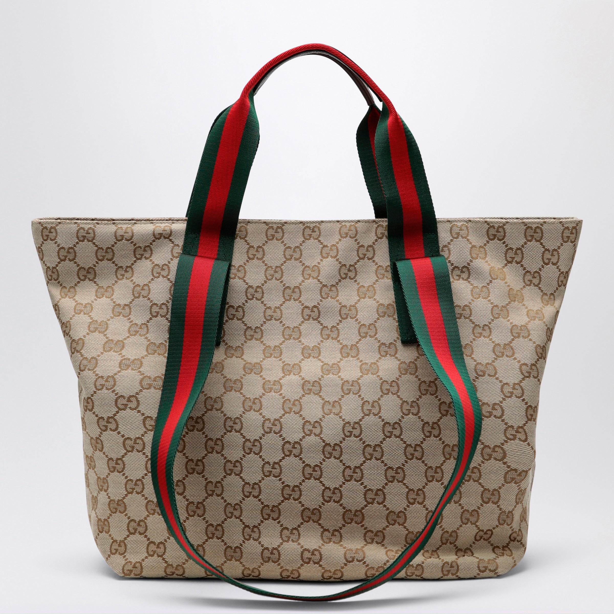 Gucci Small Shopping Bag In Sand Beige Gg Fabric Men