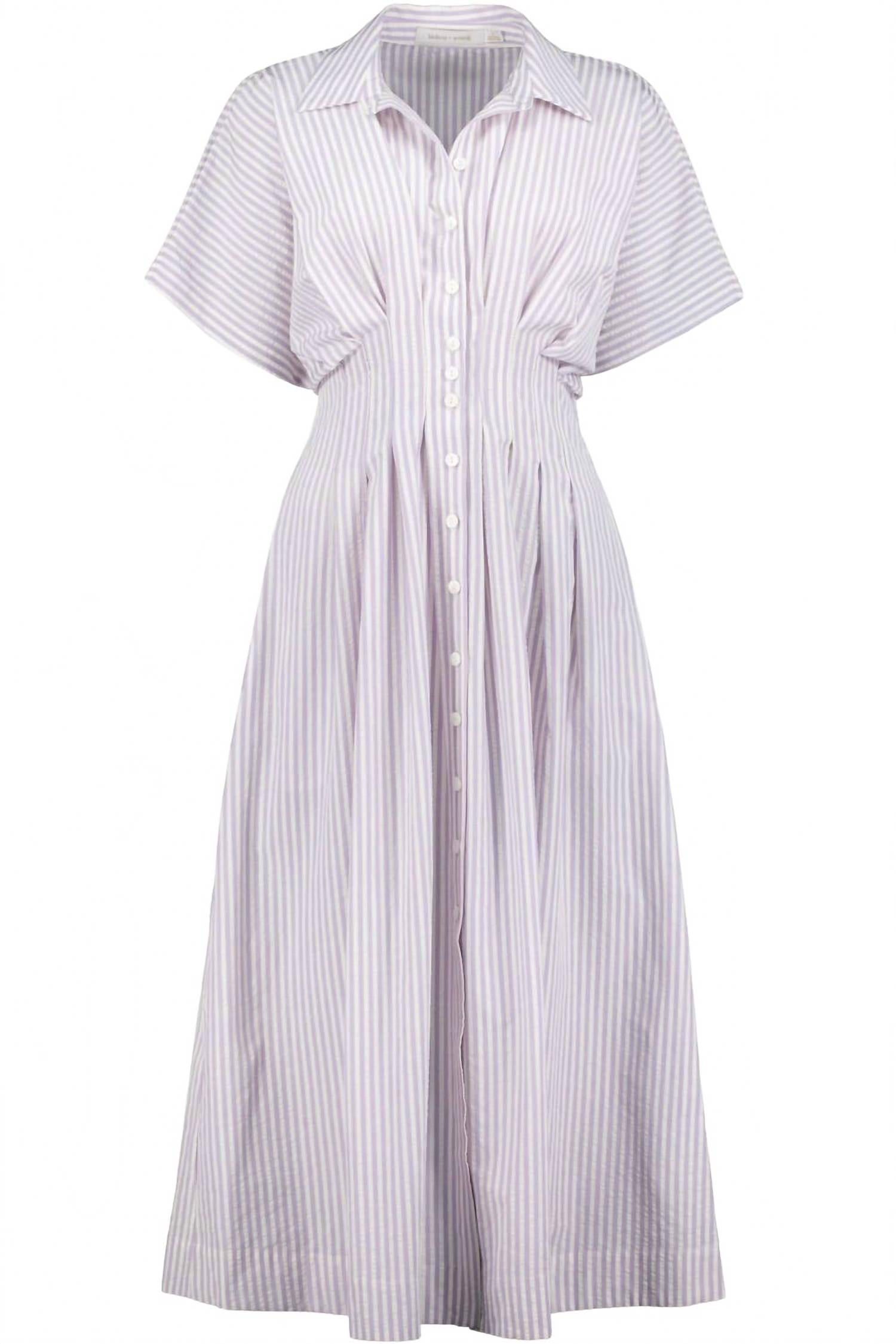 Maude Waist Detail Shirtdress In Lavendar