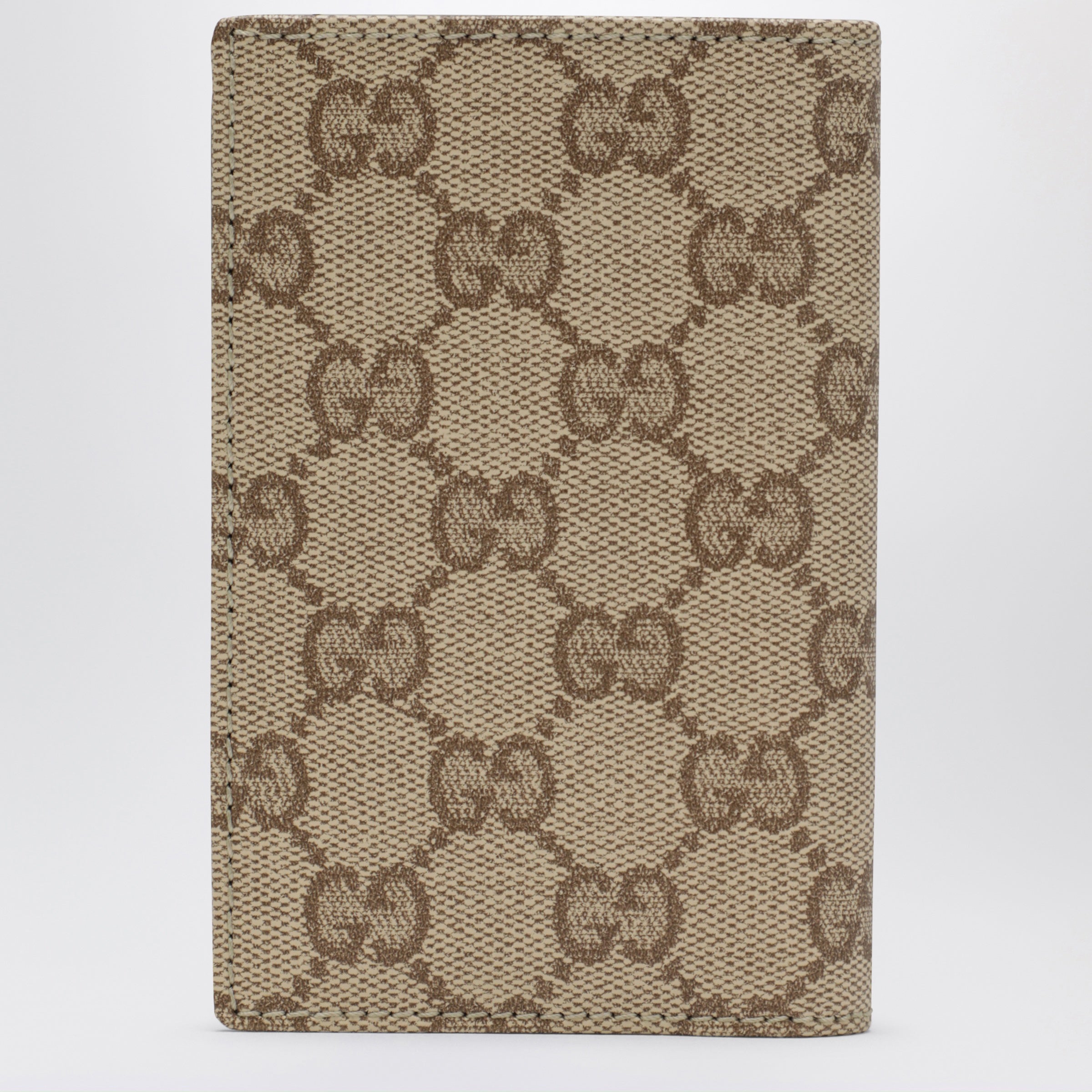 Gucci Essence Classic Card Holder In Sand Beige Gg Fabric Men