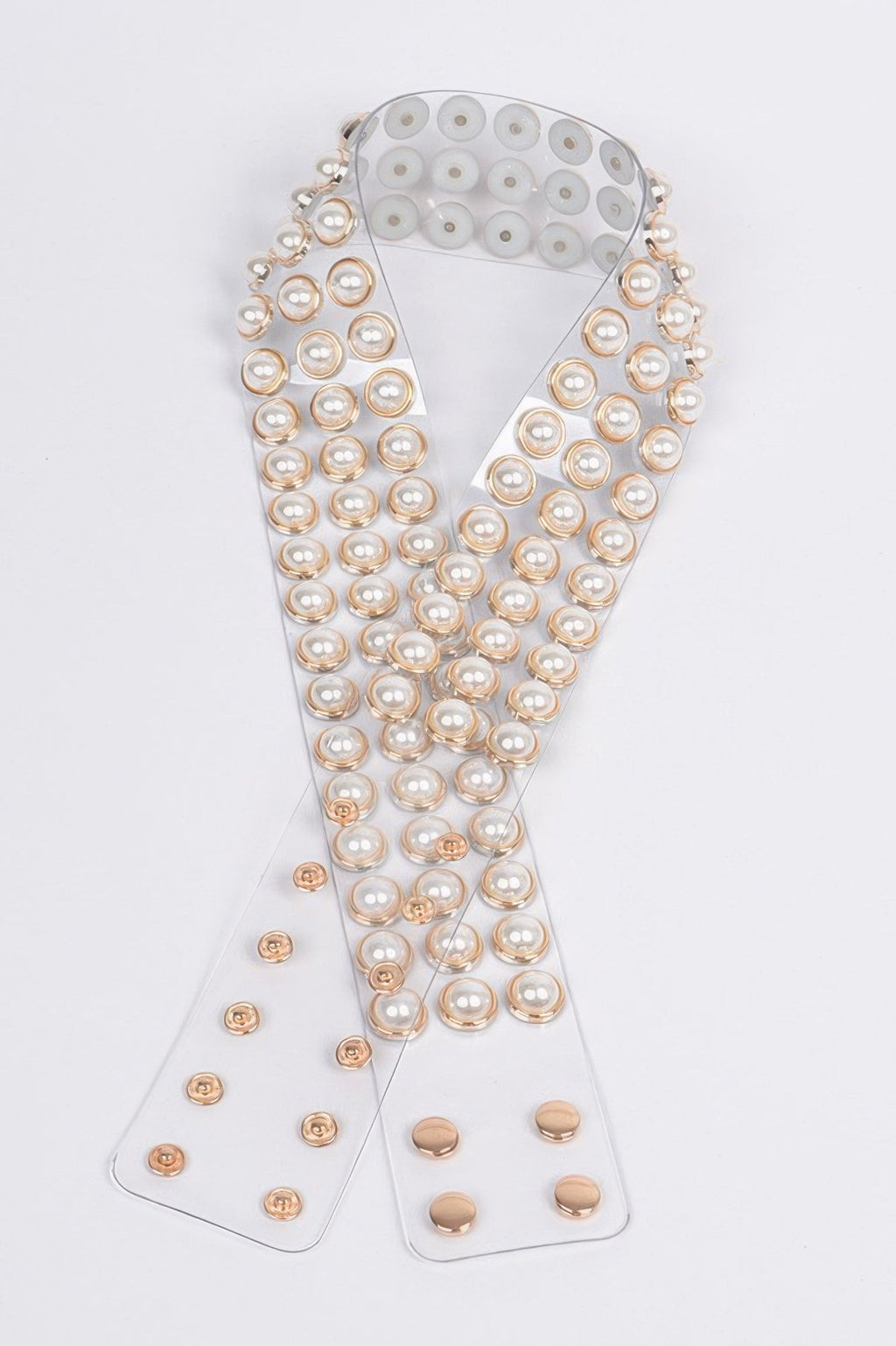 Elegant Pearl Detail See Through Waist Belt