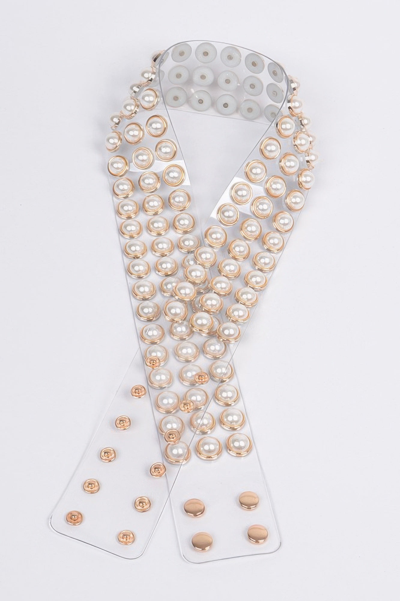 Elegant Pearl Detail See Through Waist Belt