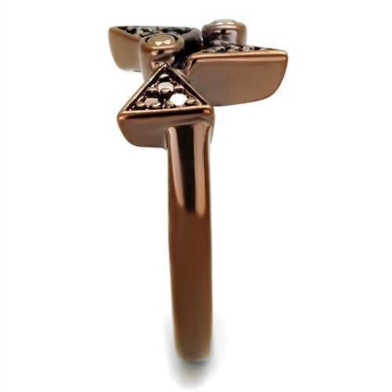 IP Coffee light Brass Ring with AAA Grade CZ in Light Coffee