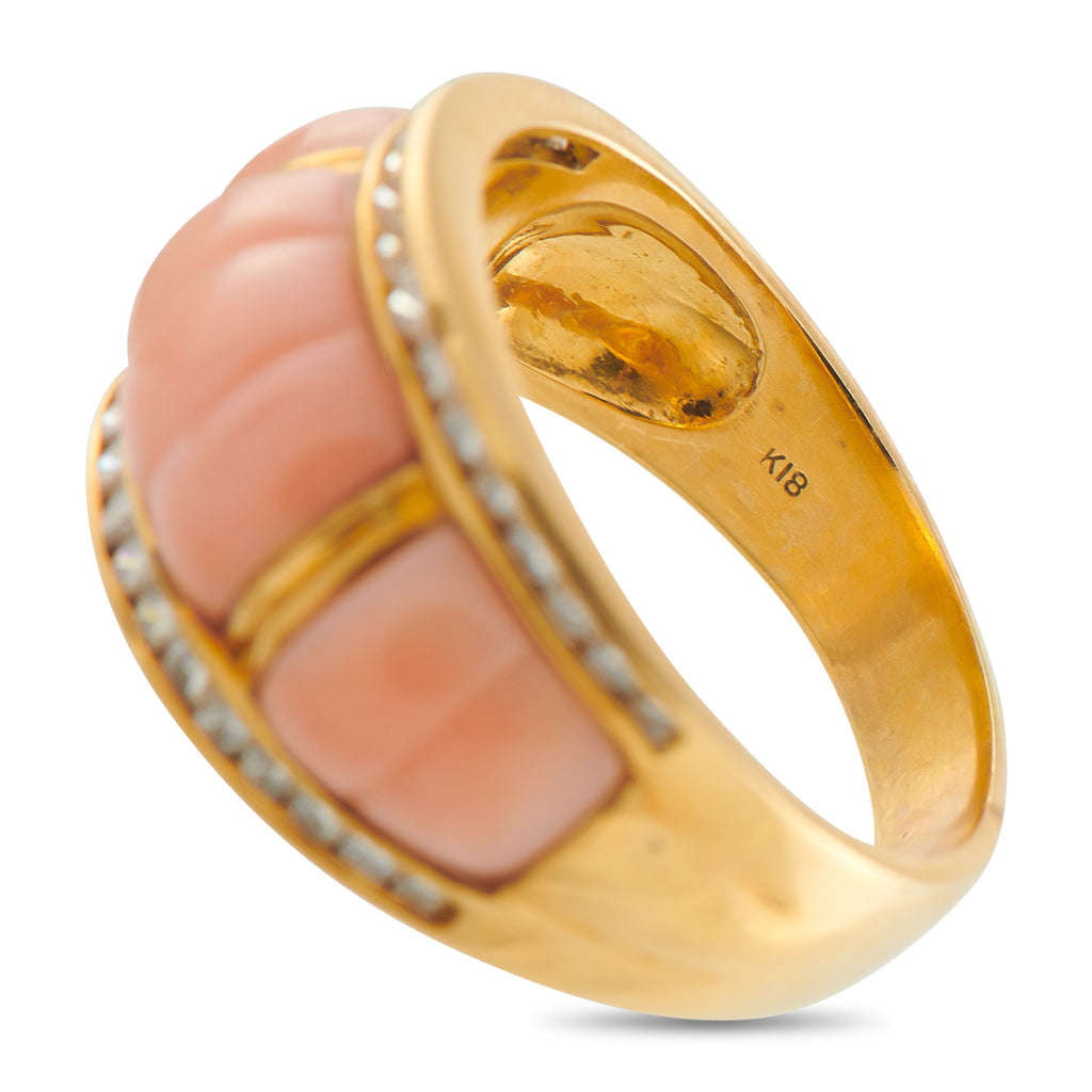 LB Exclusive 18K Yellow Gold 0.55ct Diamond and Coral Ring MF03-041026