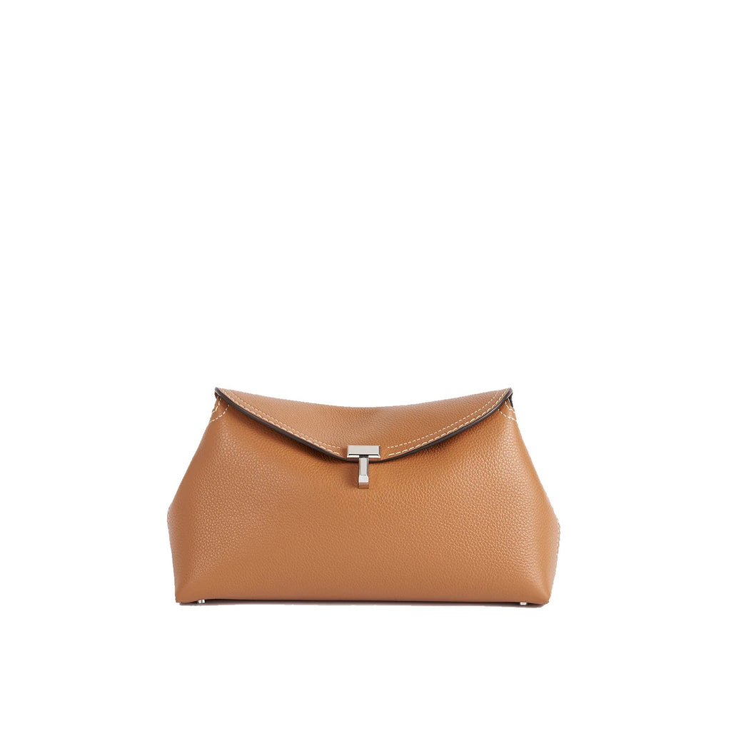 Toteme T-Lock Grained-Leather Clutch Bag Women