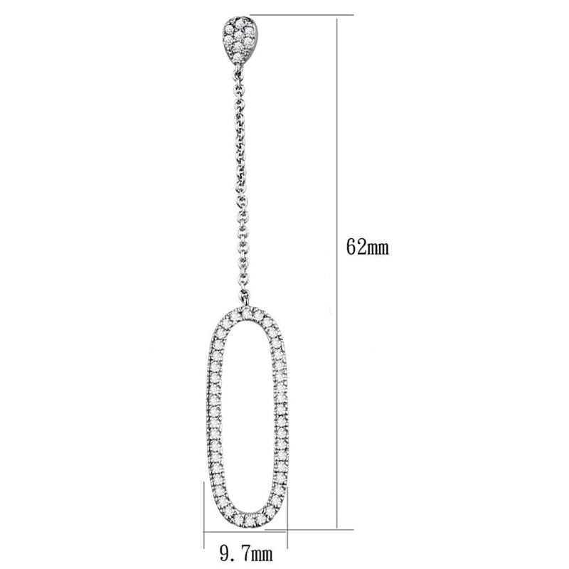 Rhodium Brass Earrings with AAA Grade CZ in Clear