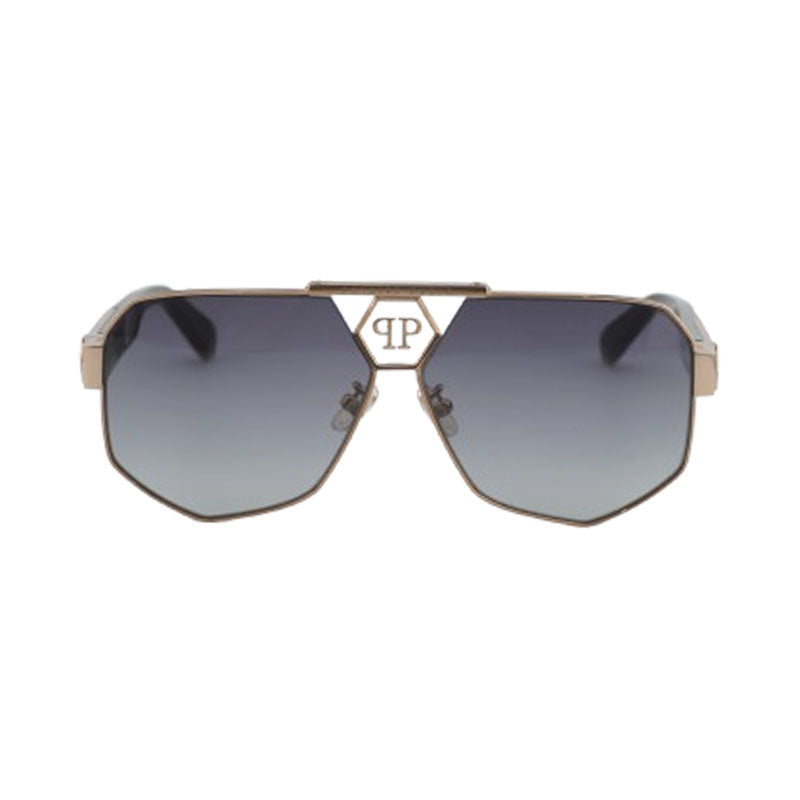 Philipp Plein Sunglasses Aviator Full Rim, Copper Gold Frame And Blue Grey Gradient Lens Spp107M08Fc