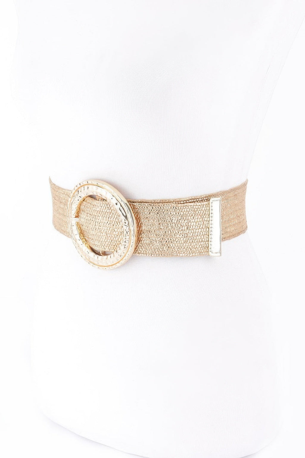 Hammered Metal Buckle Stretch Belt