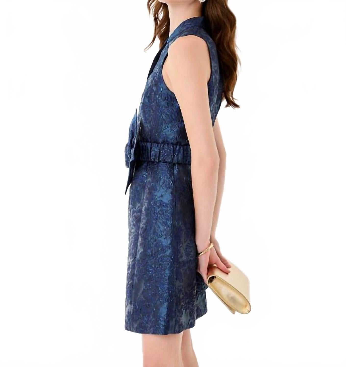 Tazie Dress In Low Tide Navy Nightshade Brocade