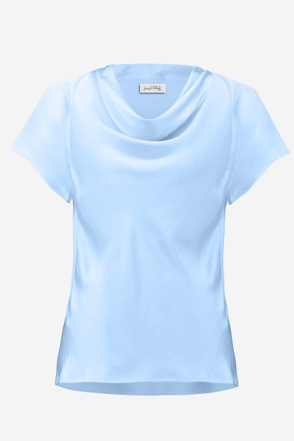 Women's Cowl Neck Satin Top In Sky Blue
