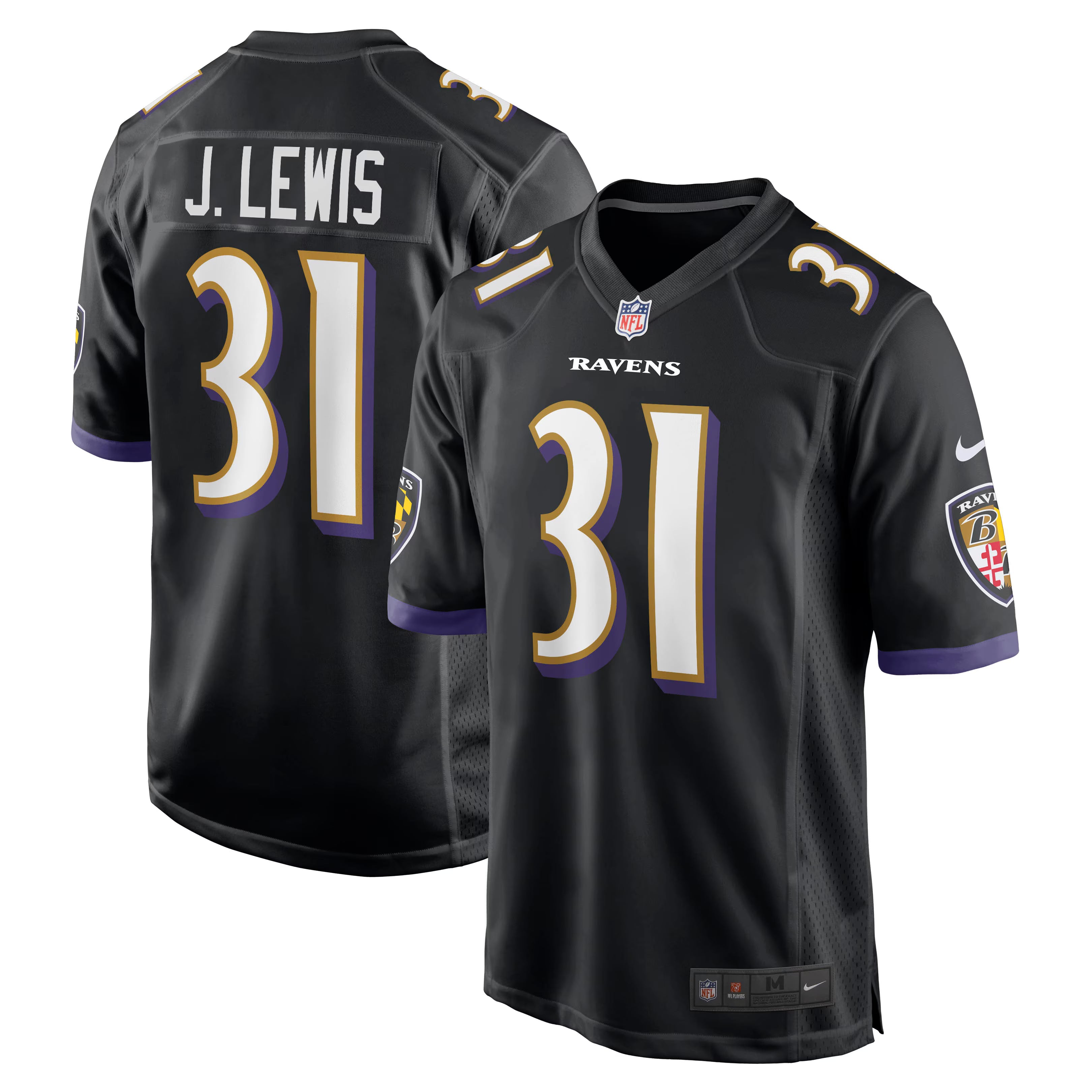Baltimore Ravens Jamal Lewis Black Retired Player Alternate Game Jersey