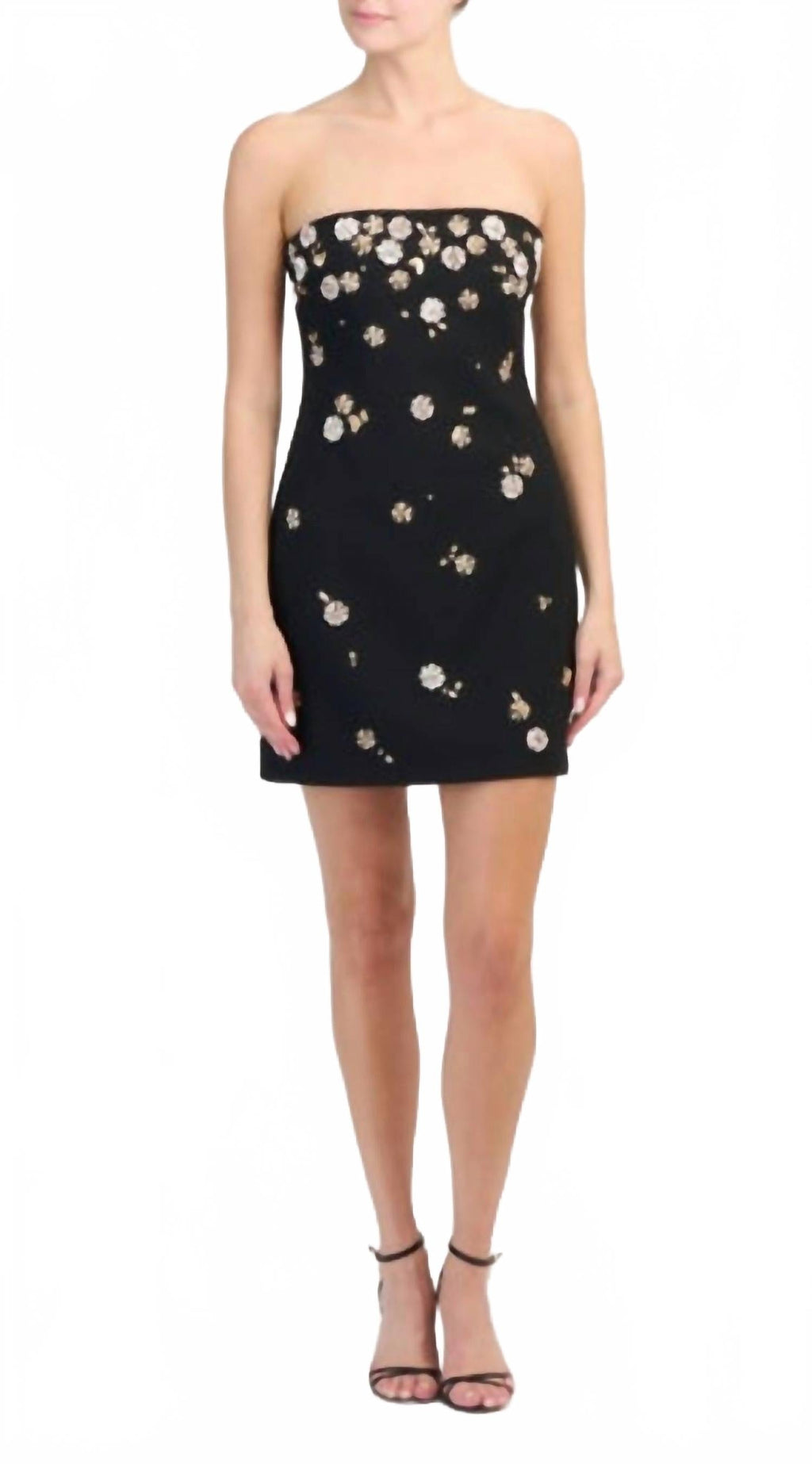 Tumbling Flowers Samia Mini Dress In Black
