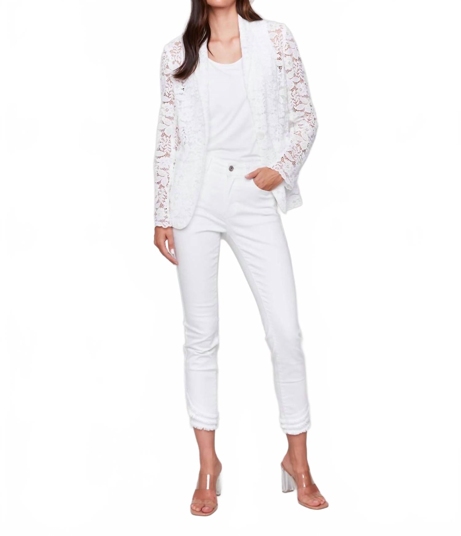 Lace Blazer In White