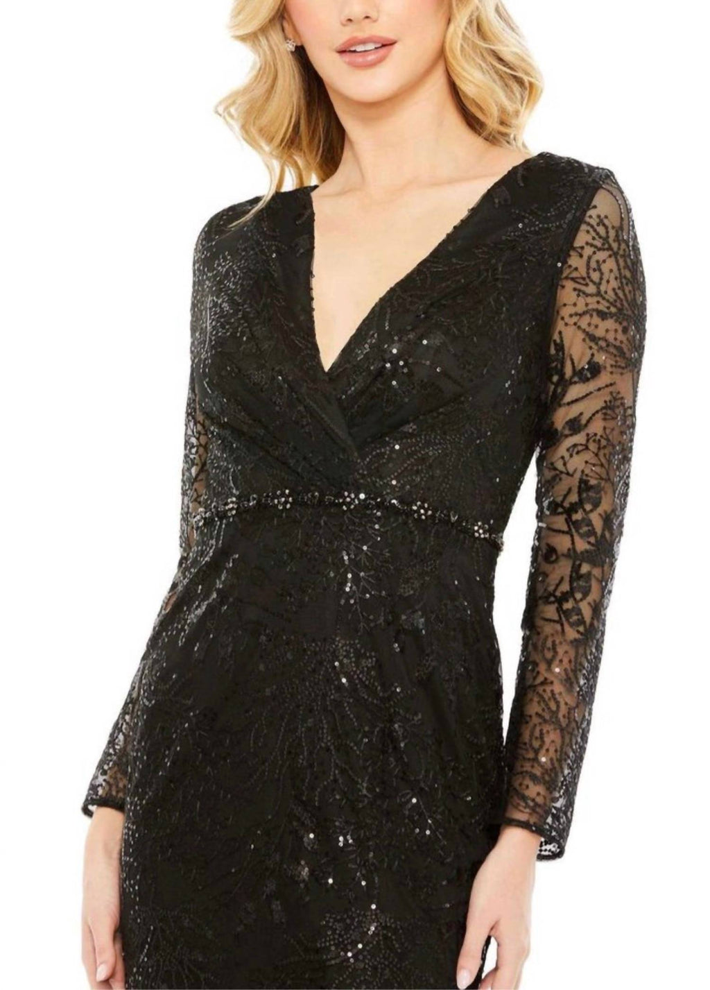 Sequin Lace Mermaid Gown In Black