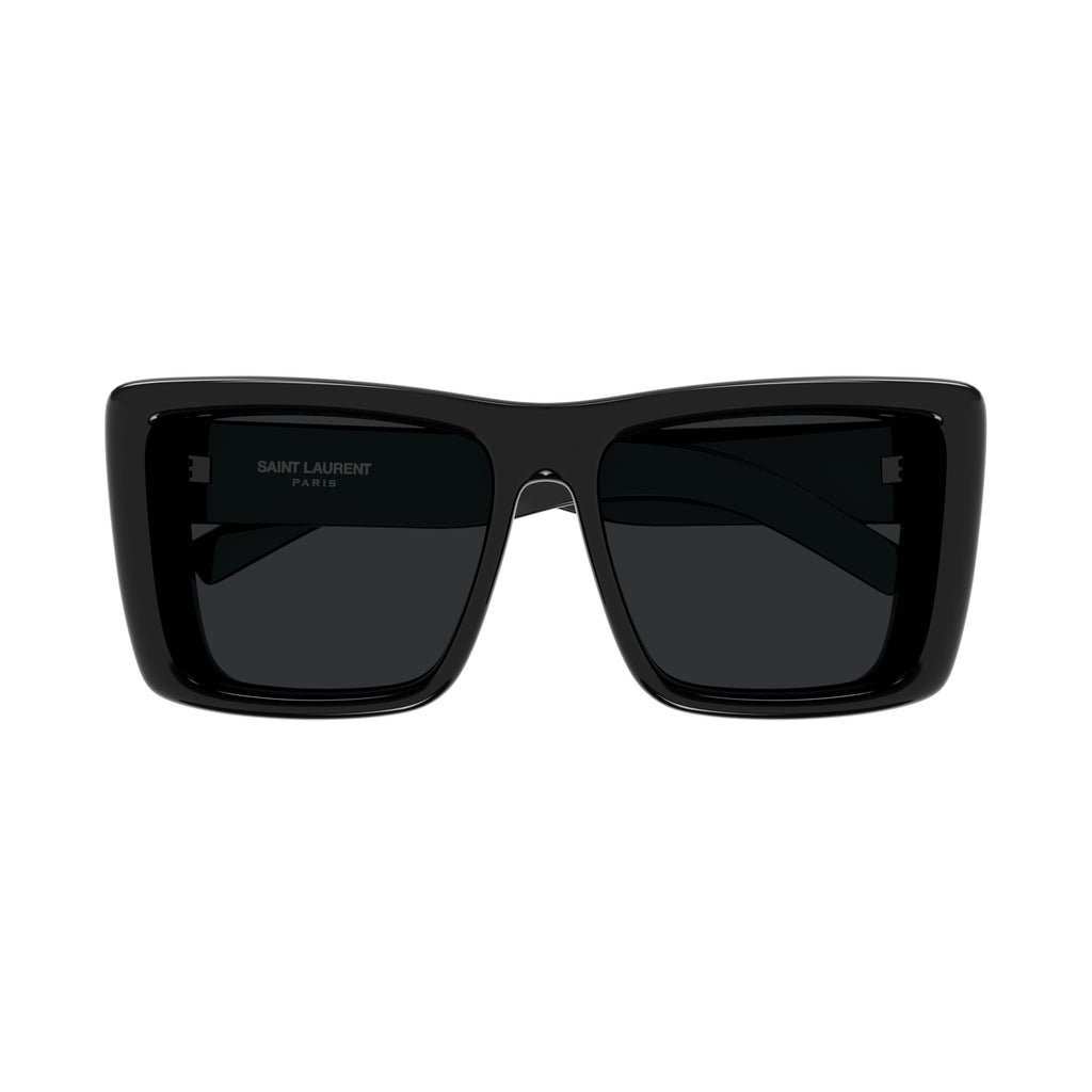 Oversized Square Sunglasses With Glossy Frame And Gold Accents