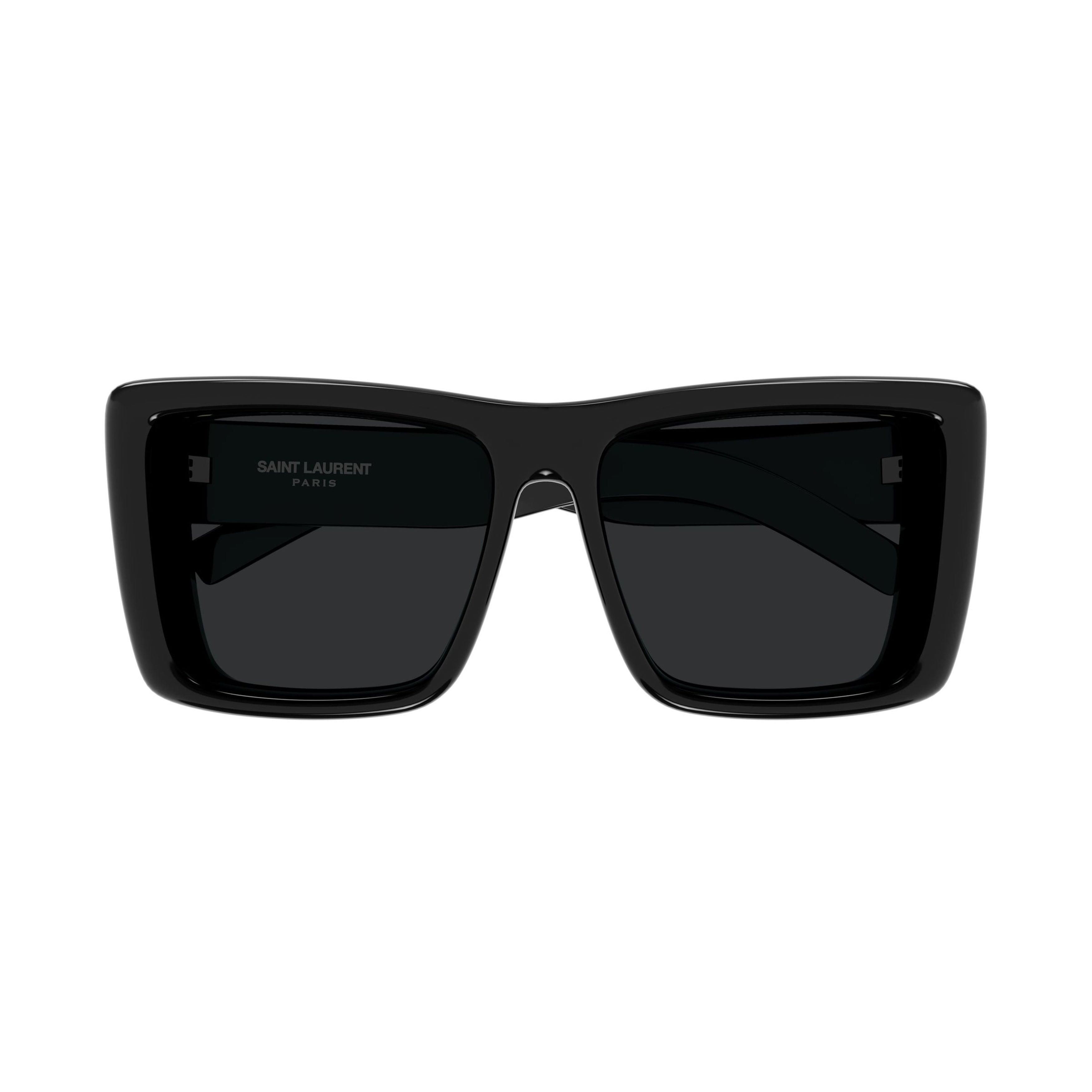 Oversized Square Sunglasses With Glossy Frame And Gold Accents