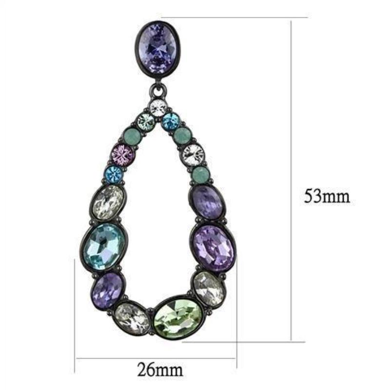 IP Light Black Stainless Steel Earrings with AAA Grade CZ in Multi Color