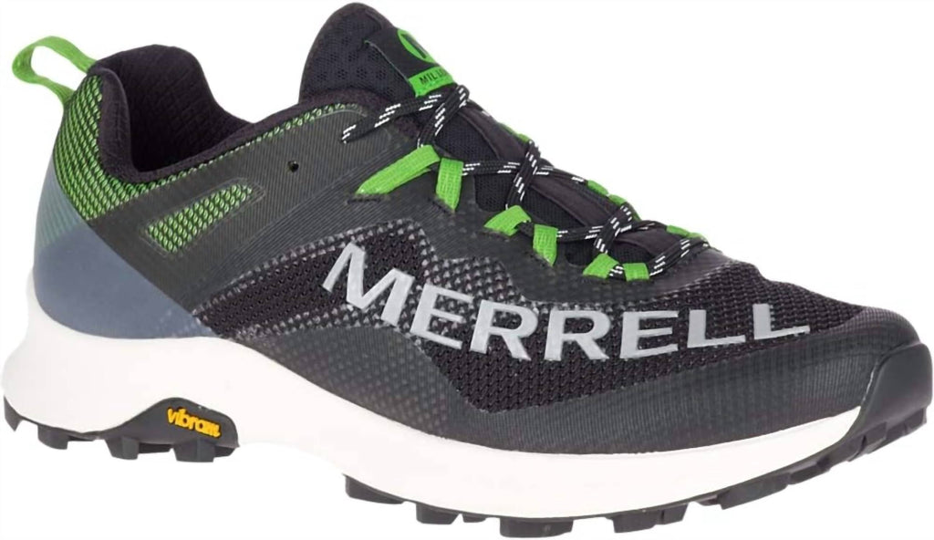 Men's Mtl Long Sky 12.0 Trail Running Shoes In Black/lime