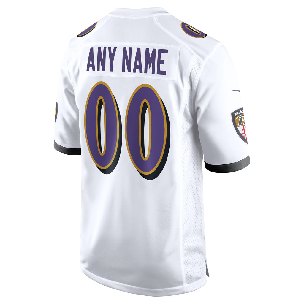 Baltimore Ravens White Custom Game Jersey