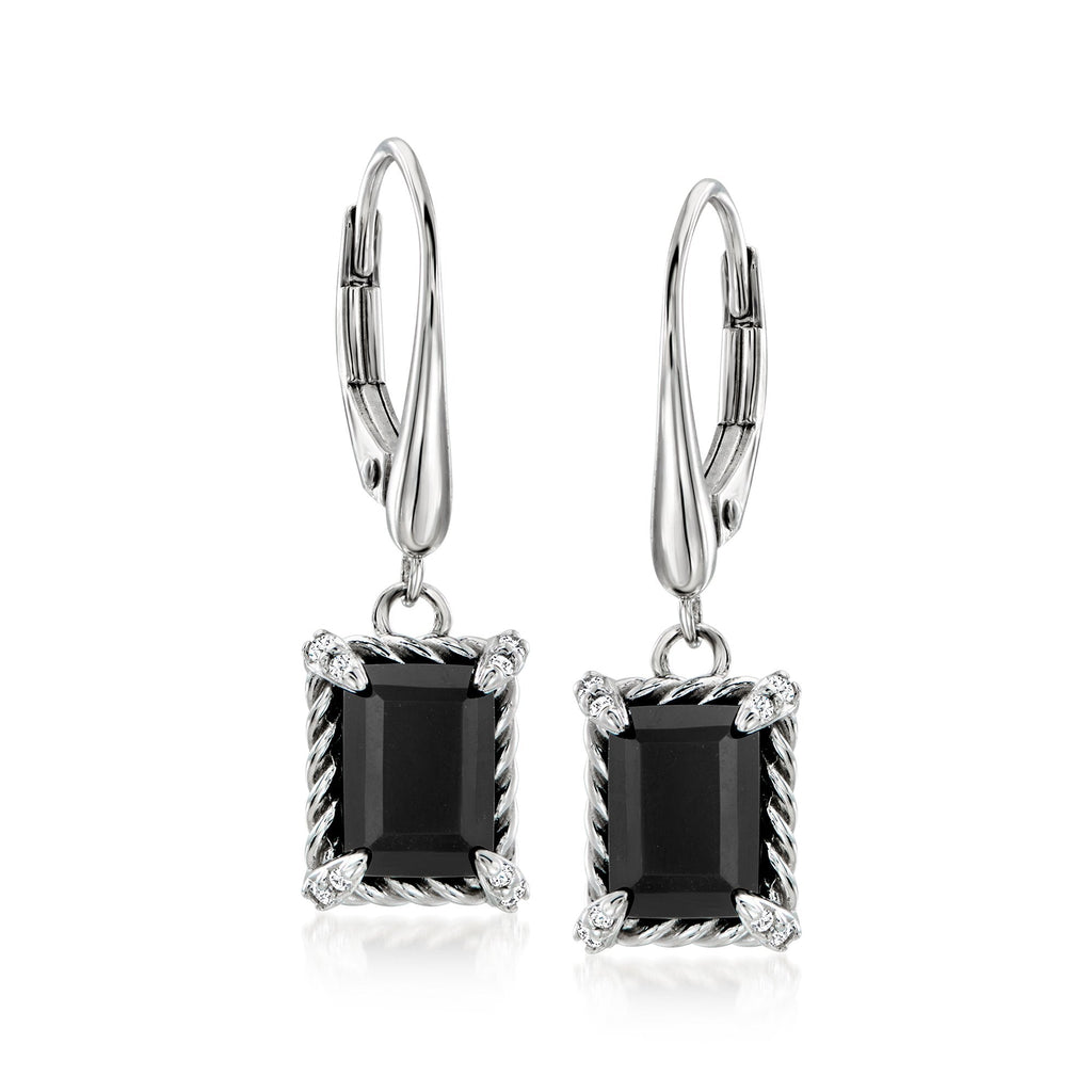 Ross-Simons Onyx Drop Earrings With White Topaz in Sterling Silver