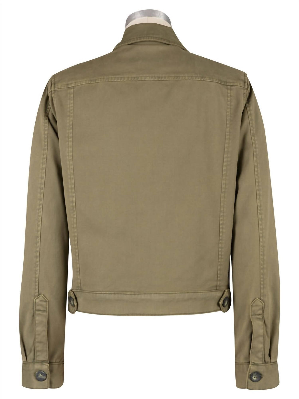 Rosalyn Twill Trucker Jacket With Flap Pockets In Olive