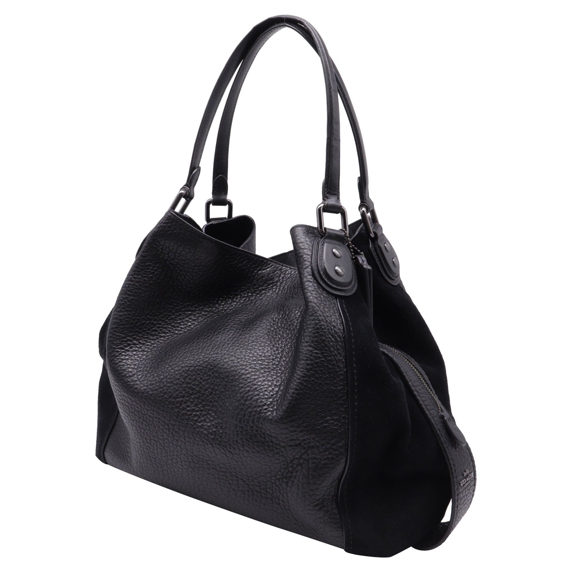 Coach Large Edie Shoulder Bag in Black Leather