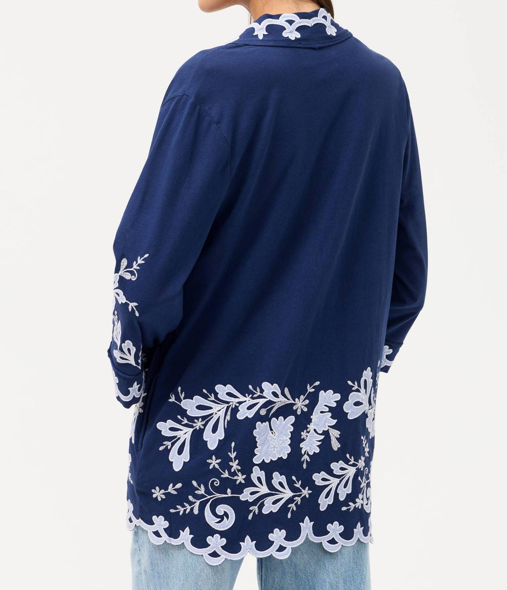 Addeline Jersey Kimono Coat In Navy