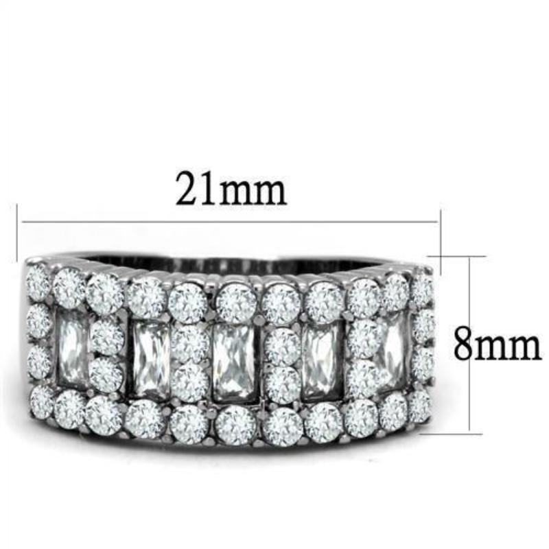 High polished (no plating) Stainless Steel Ring with AAA Grade CZ in Clear