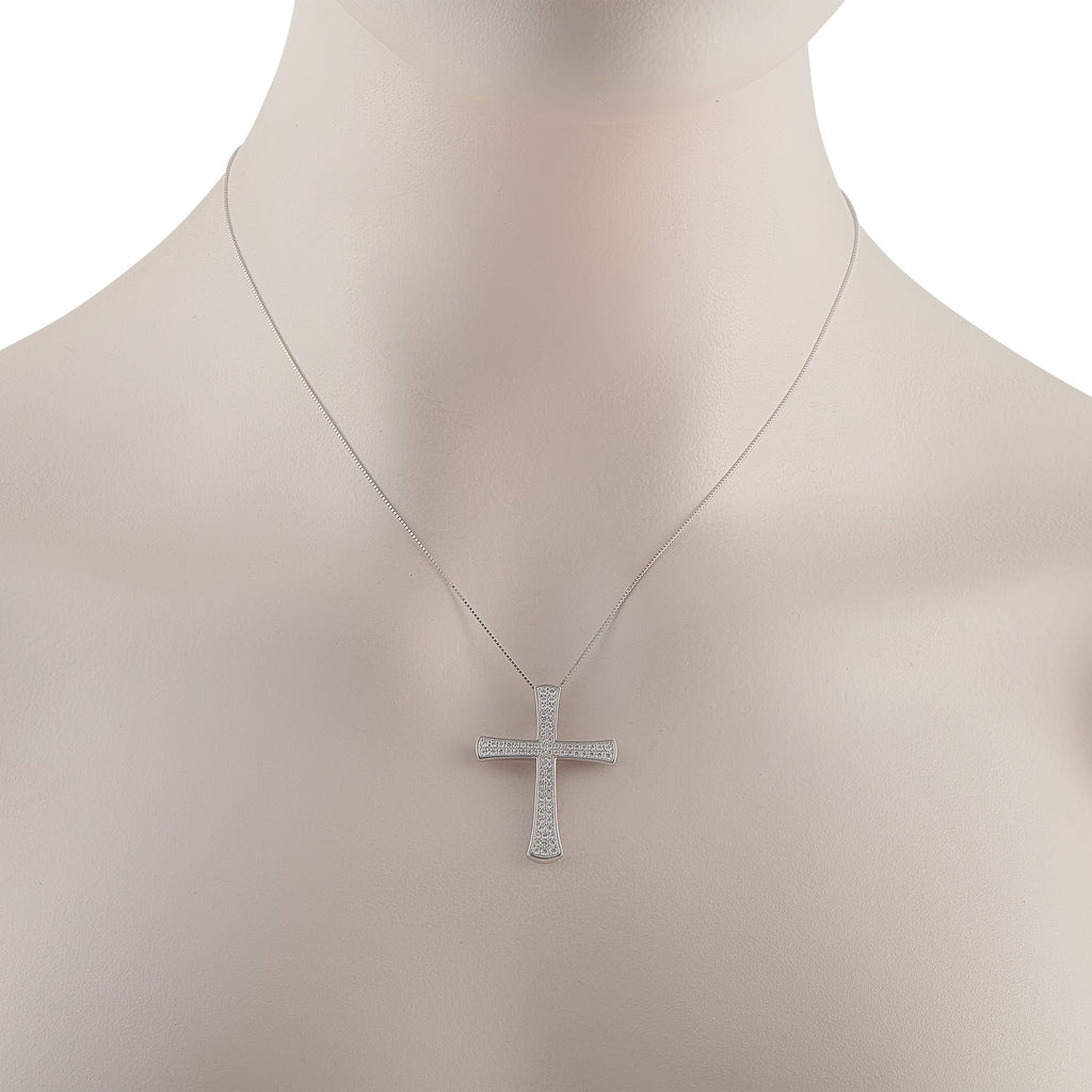 LB Exclusive Platinum 0.60ct Diamond Cross Pendant Necklace MF07-041026