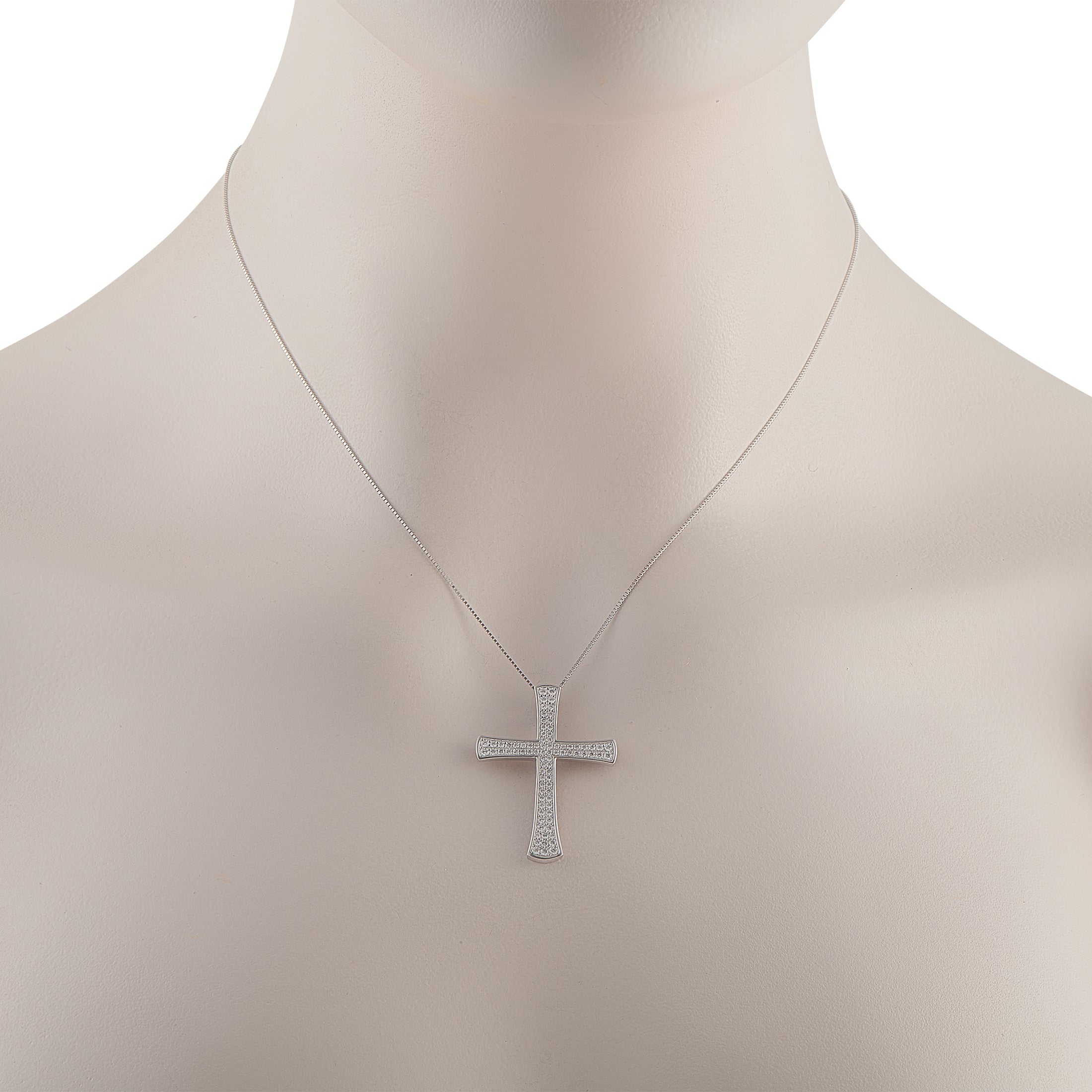 LB Exclusive Platinum 0.60ct Diamond Cross Pendant Necklace MF07-041026