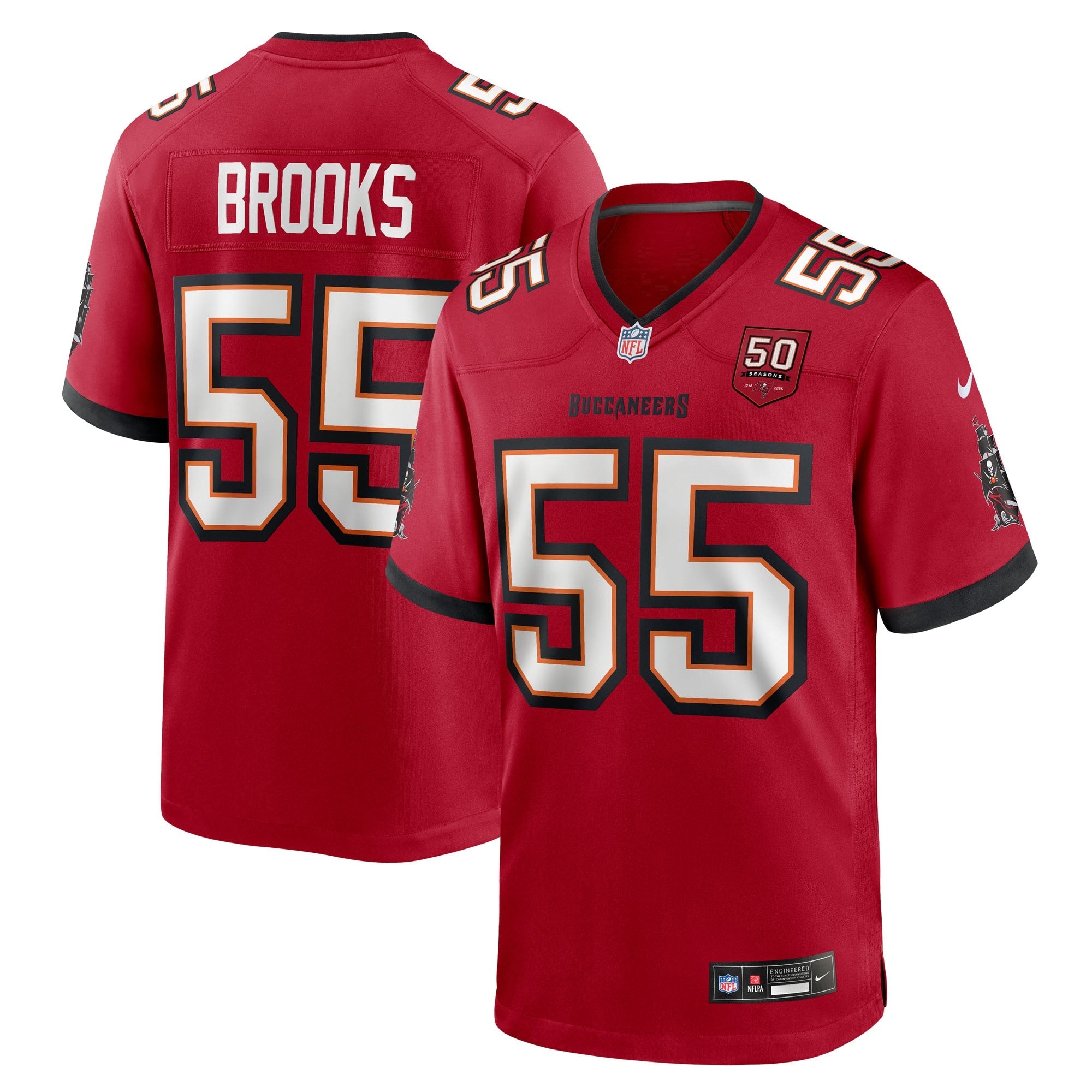 Tampa Bay Buccaneers Derrick Brooks Red 50th Season Team Game Jersey