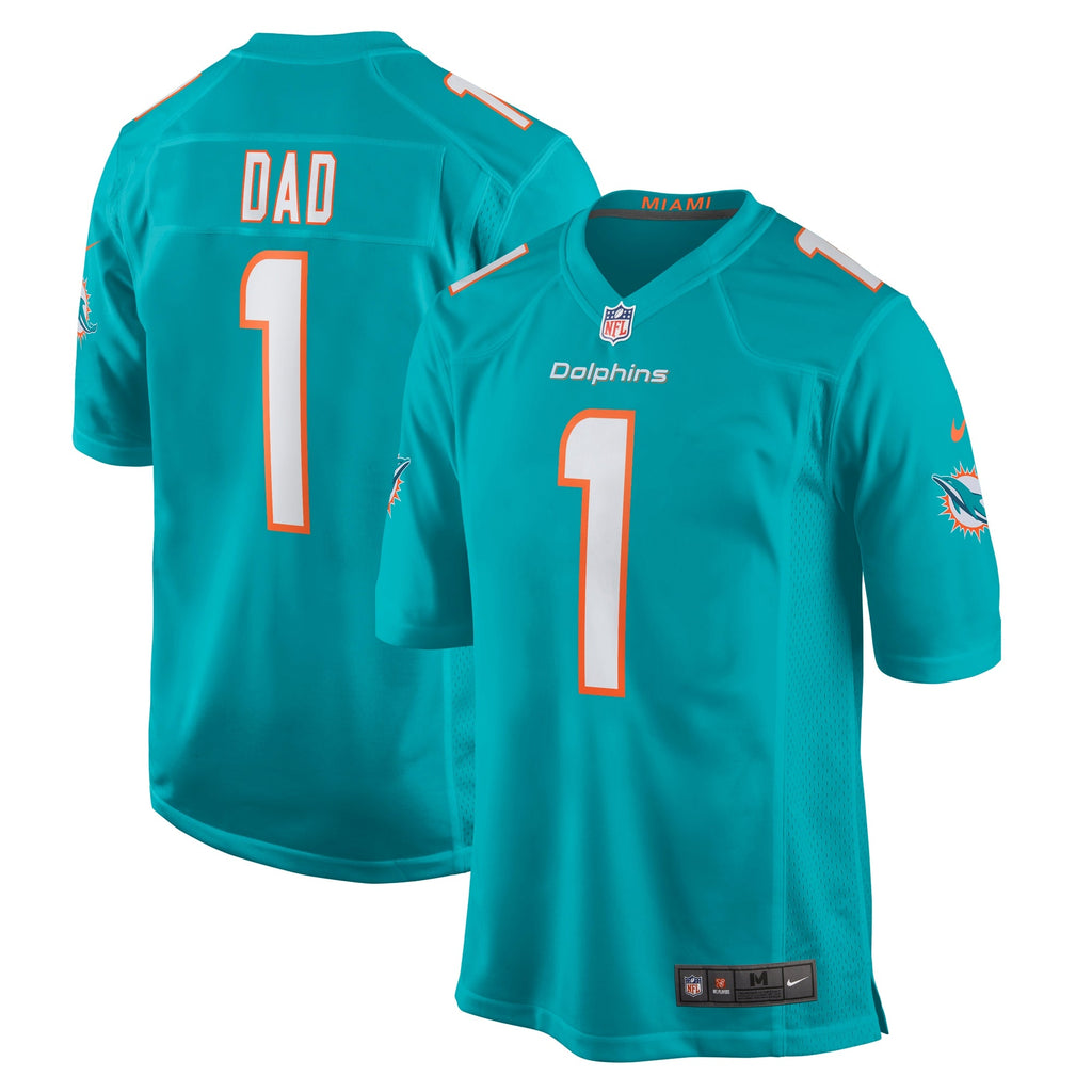 Miami Dolphins Number 1 Dad Aqua Game Jersey