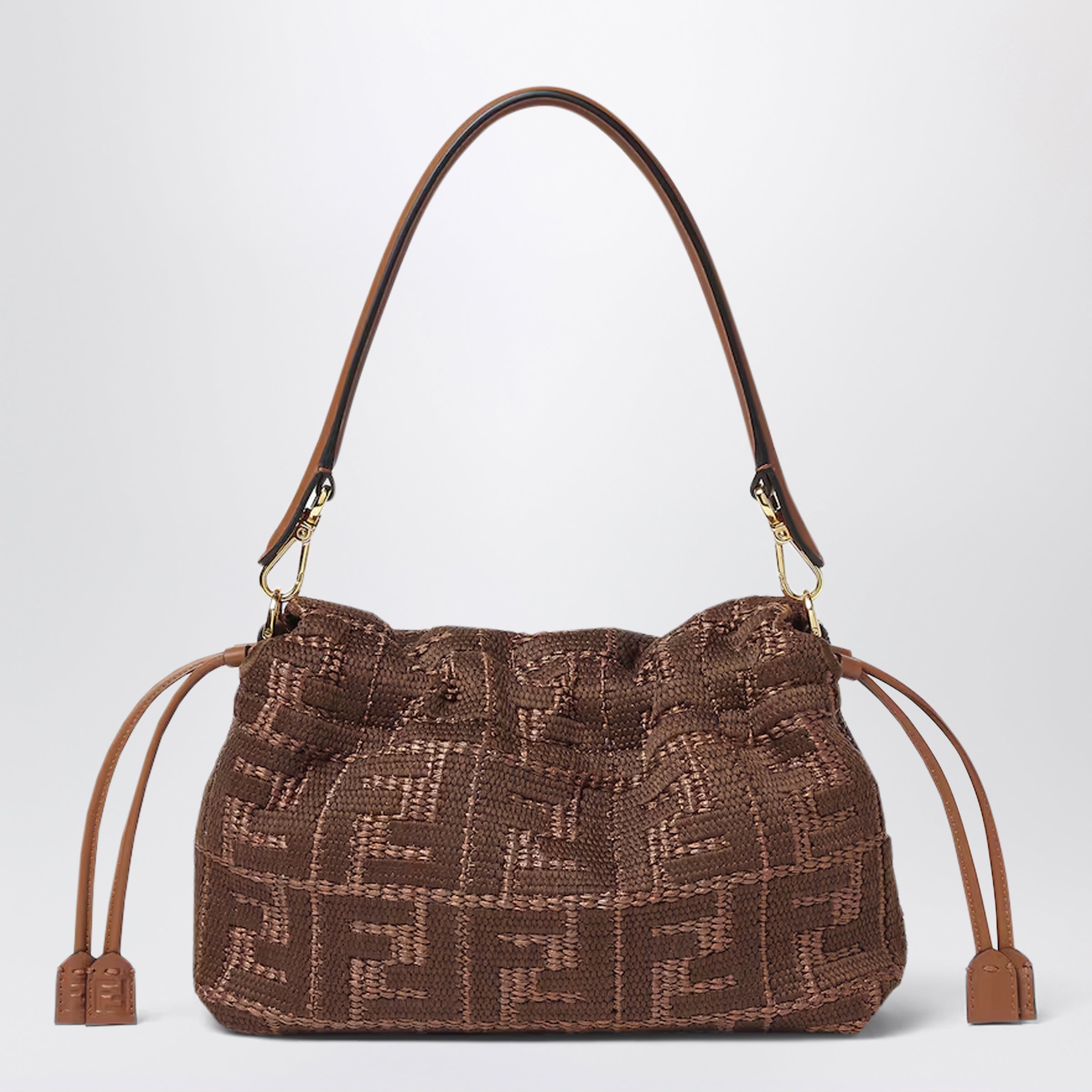 Fendi Medium Baguette Mumsâ€ Bag In Woven Raffia With Ff Sellier Embroidery Women