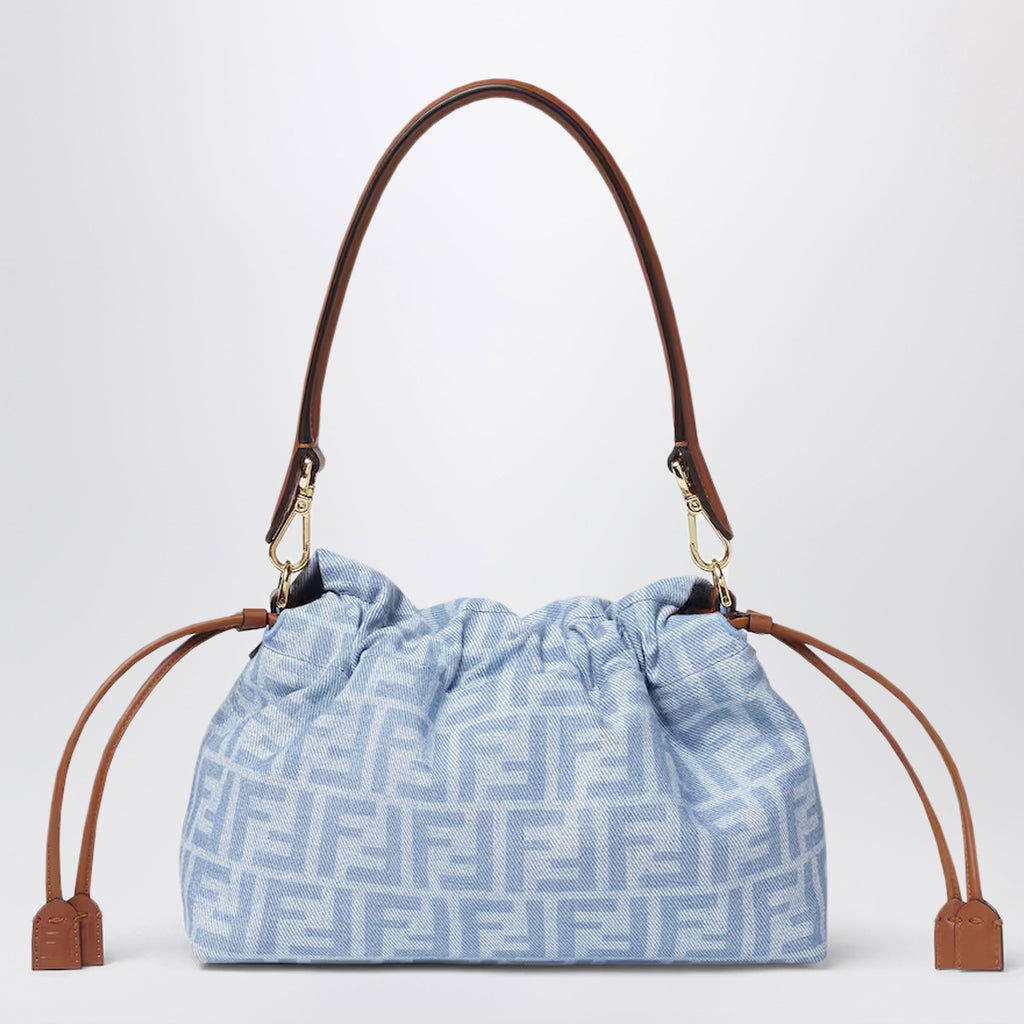 Fendi Medium Baguette Mumsâ€ Bag In Light Blue Ff Denim Women