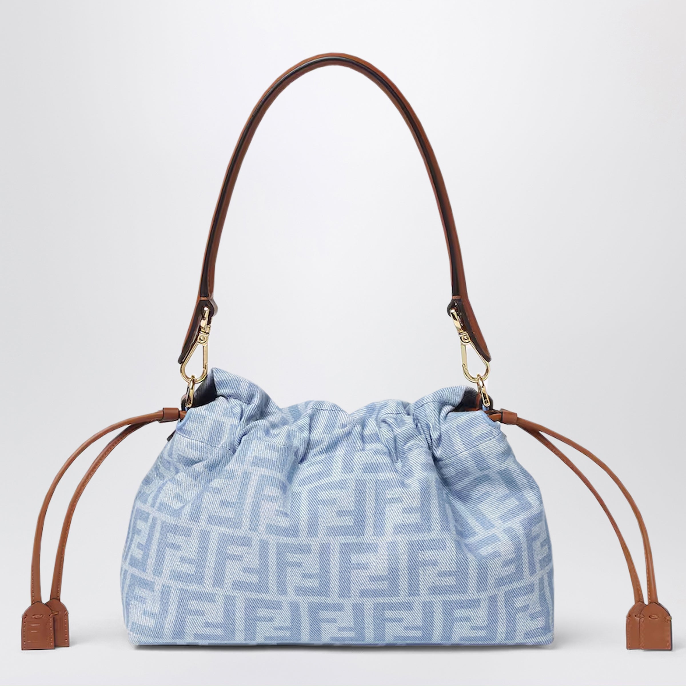 Fendi Medium Baguette Mumsâ€ Bag In Light Blue Ff Denim Women