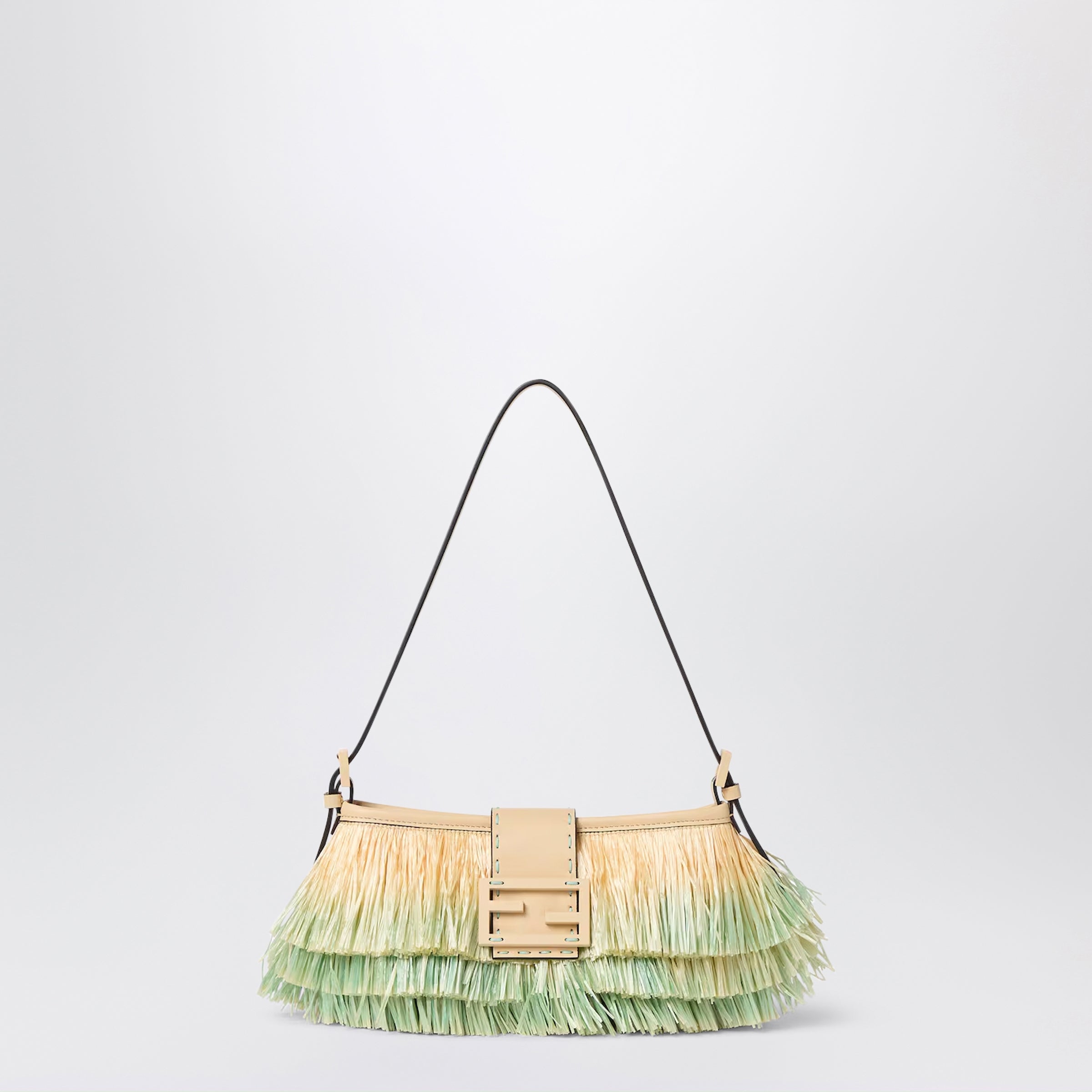 Fendi Fendi Baby B Mini Bag In Light Green Ombre Raffia Women