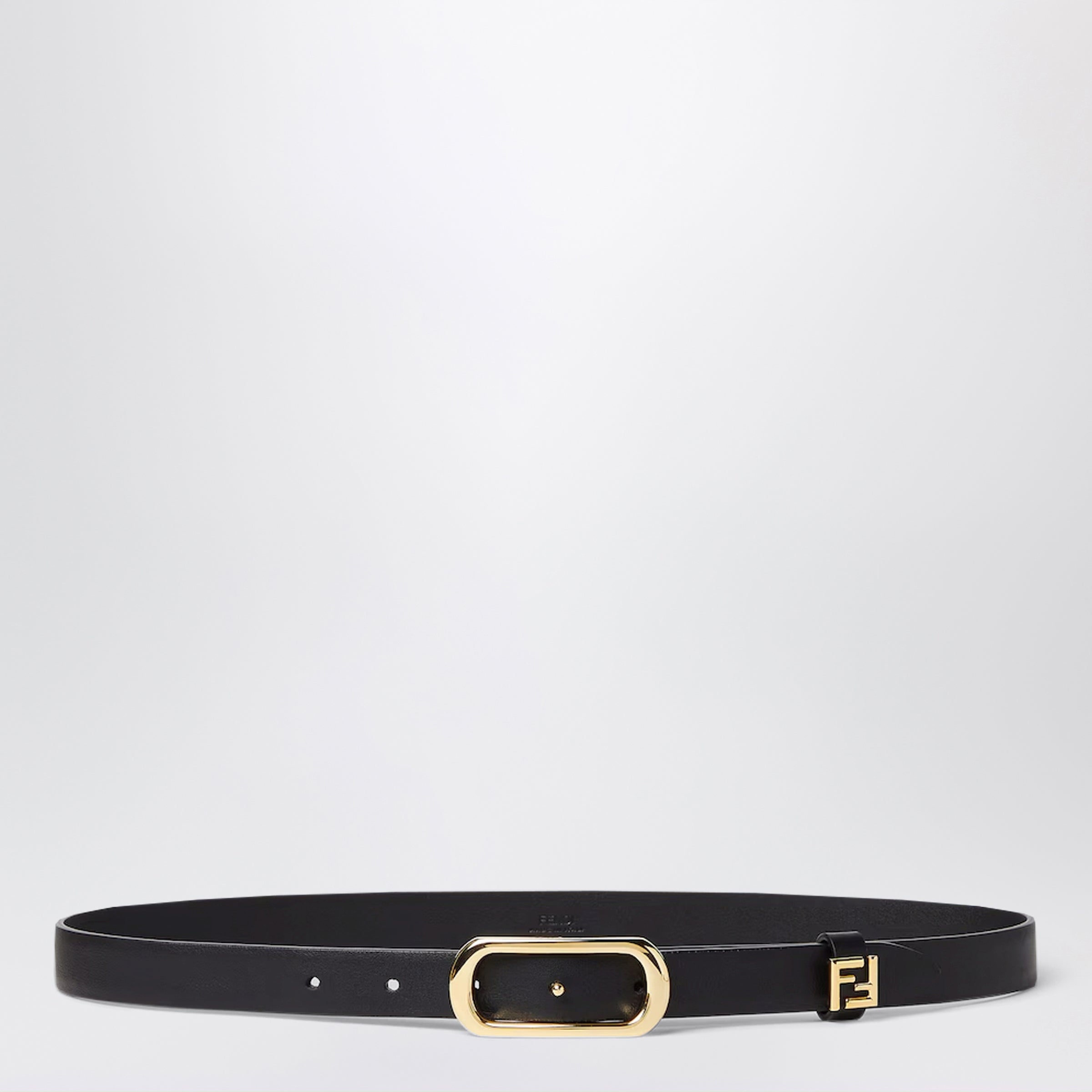 Fendi Black Leather Ff Belt Women