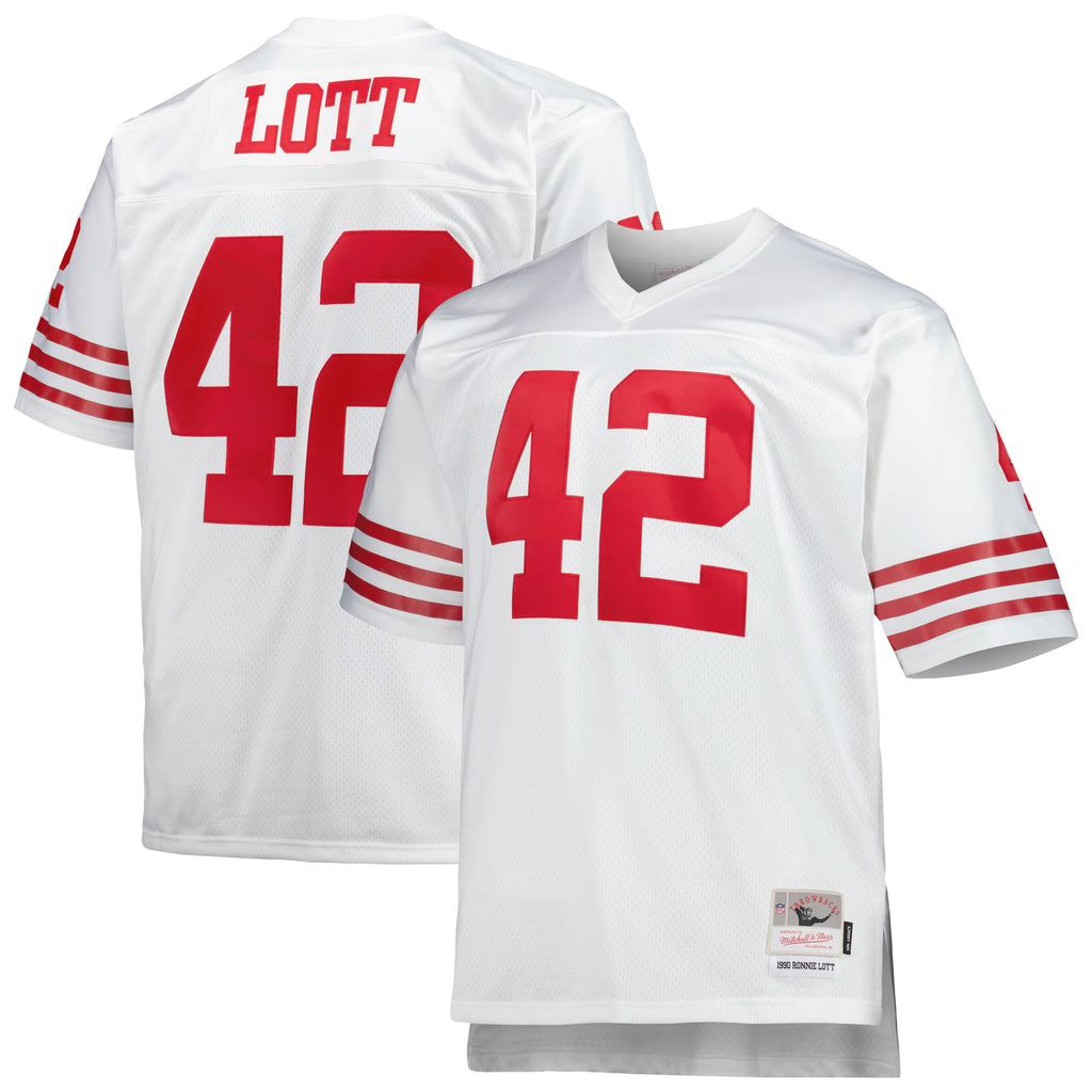 San Francisco 49ers Ronnie Lott Mitchell & Ness White Big & Tall 1990 Retired Player Replica Jersey