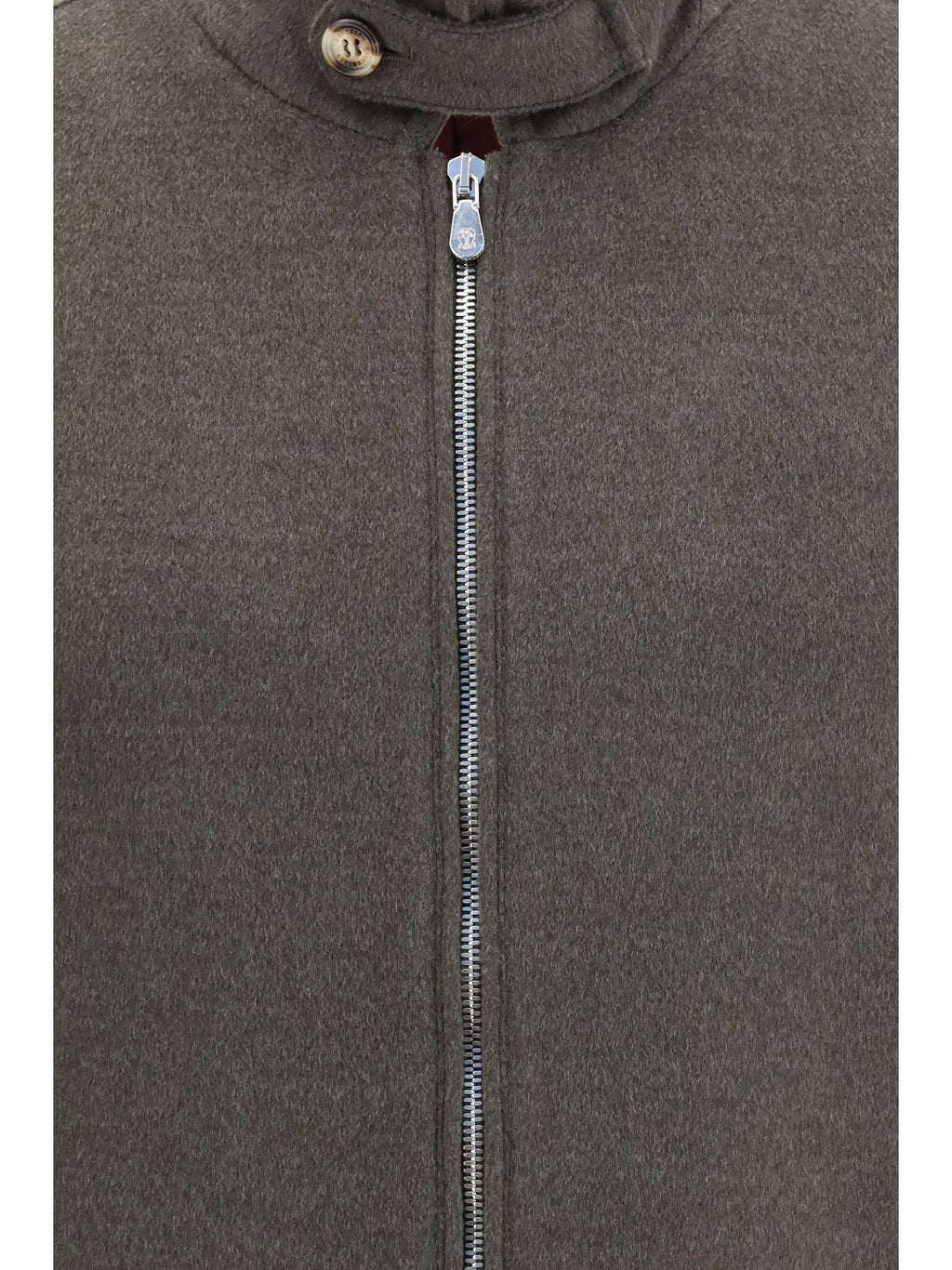 Brunello Cucinelli Men Wool Zip Jacket With High Collar