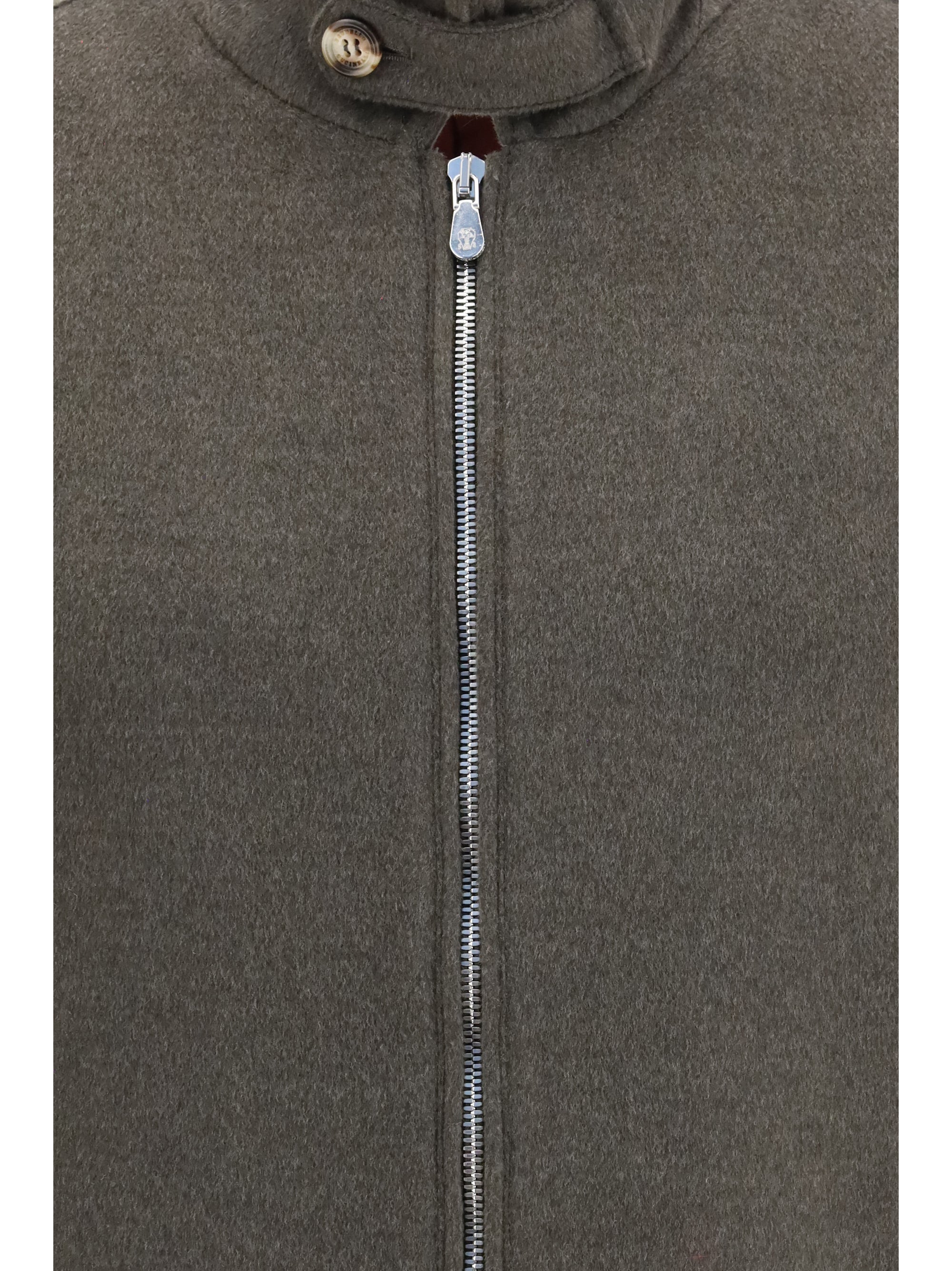 Brunello Cucinelli Men Wool Zip Jacket With High Collar