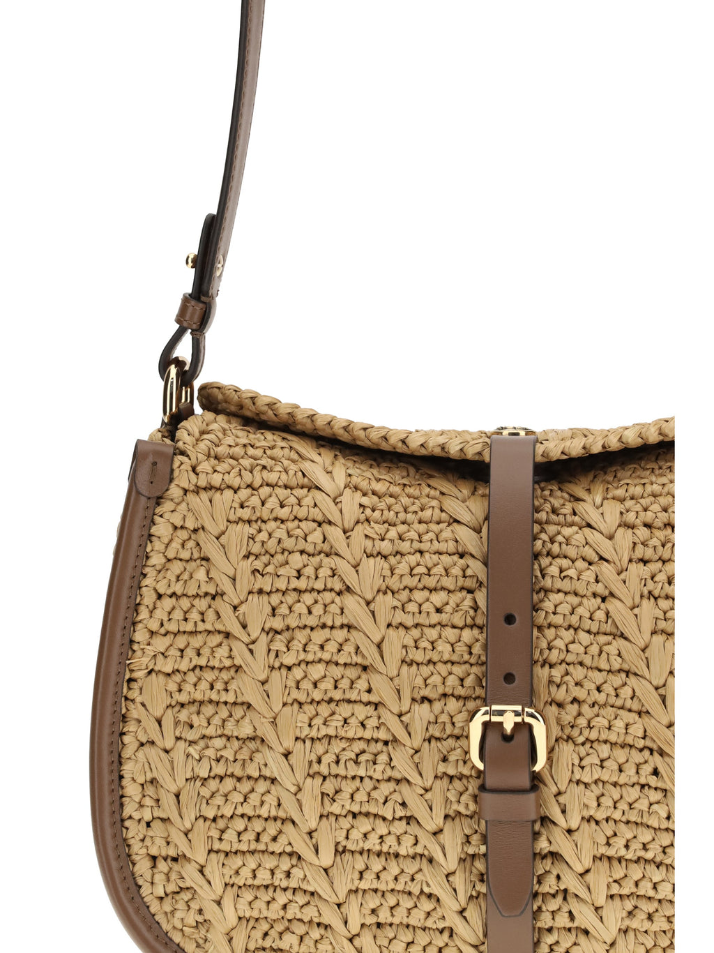 Etro Women Raffia Crochet Pony Shoulder Bag