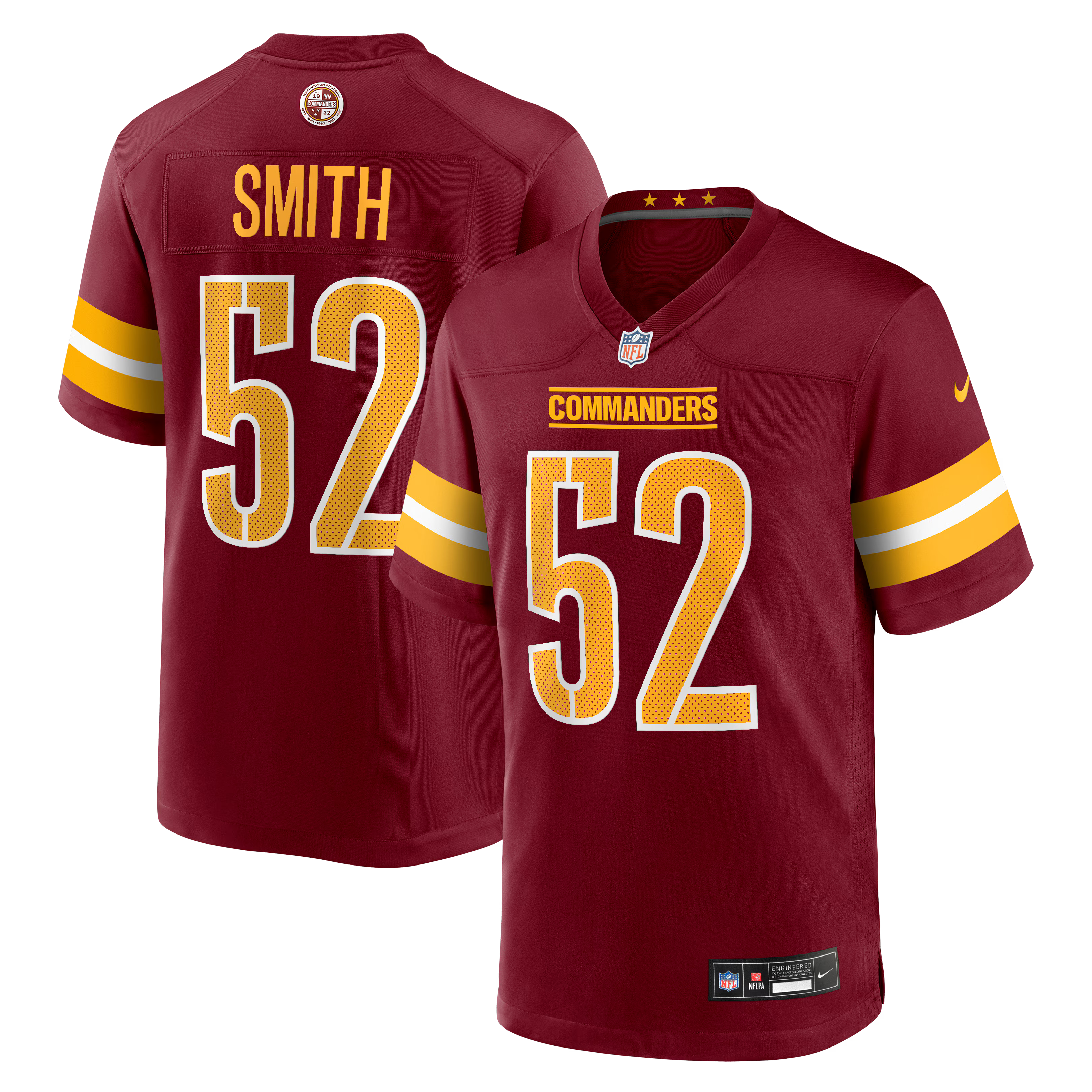 Washington Commanders Preston Smith Burgundy Team Game Jersey