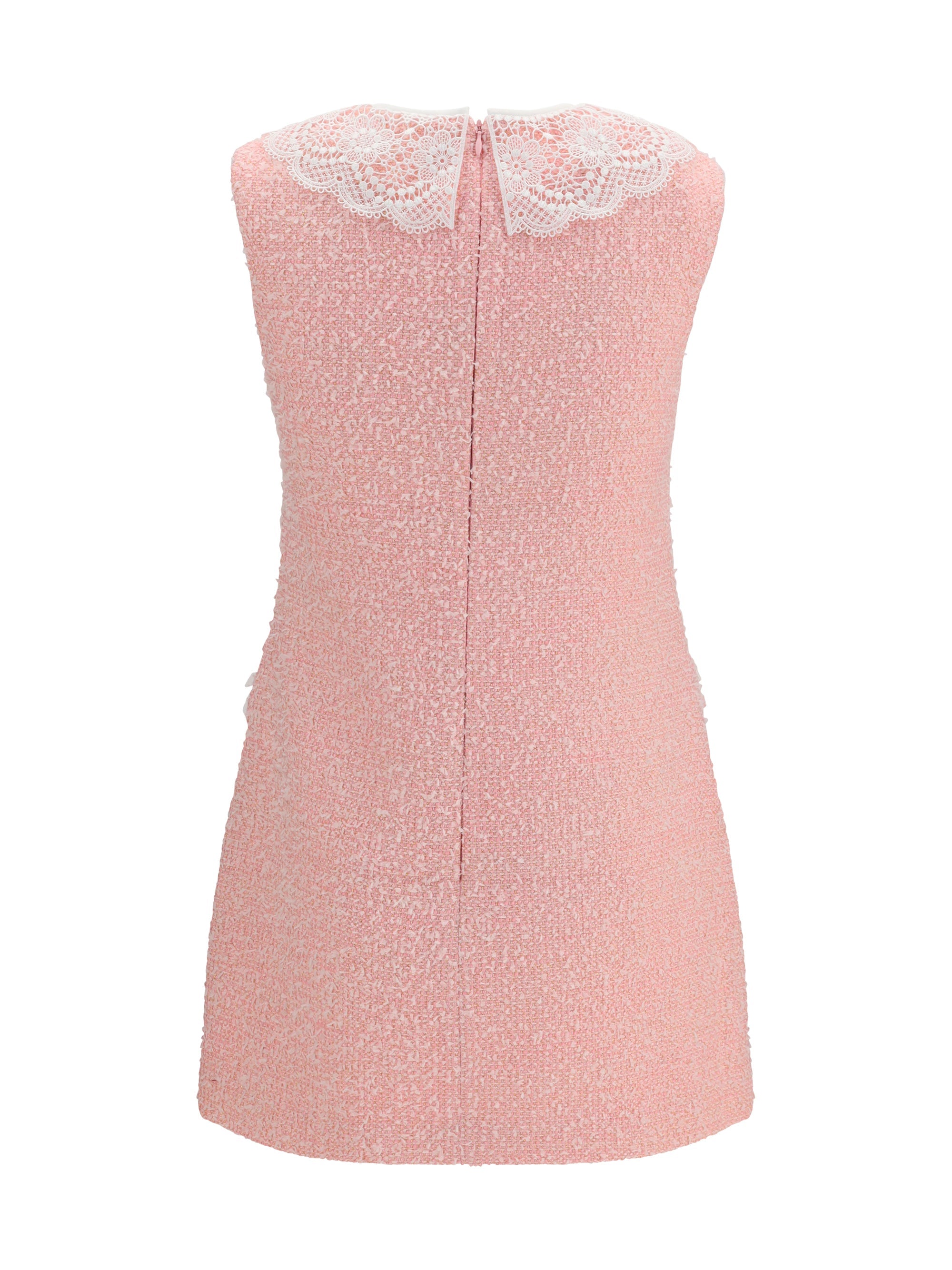 Self-Portrait Women Bouclé Mini Dress With Lace Collar