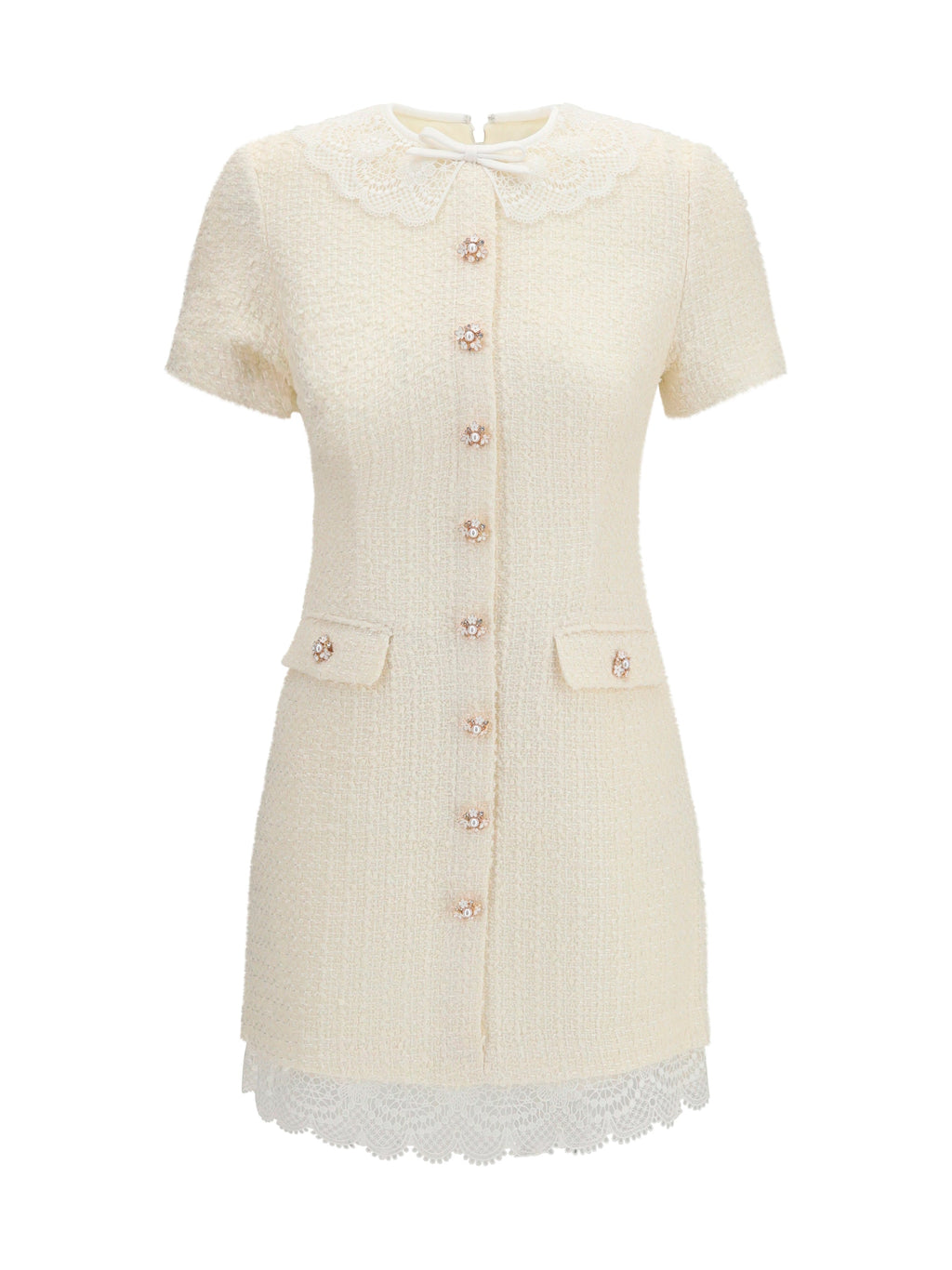 Self-Portrait Women Tailored Mini Dress With Bouclé Lace Inserts