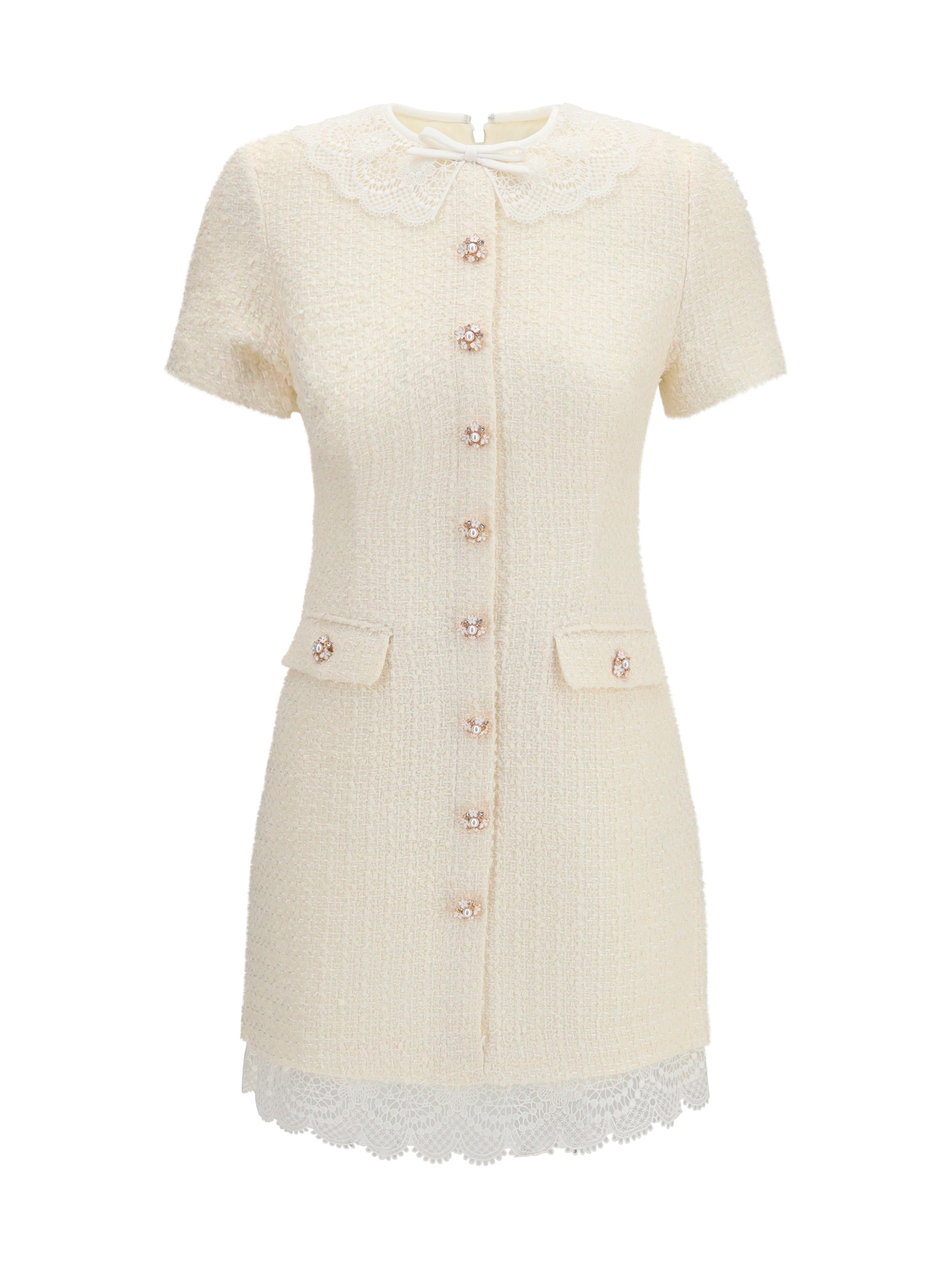 Self-Portrait Women Tailored Mini Dress With Bouclé Lace Inserts