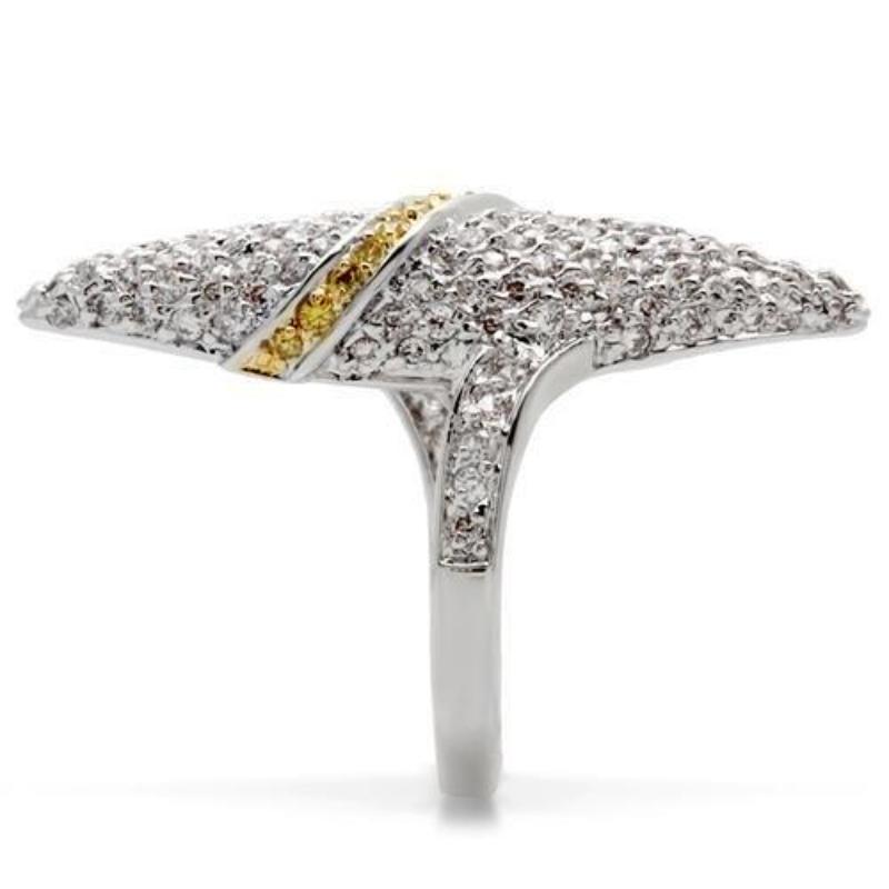Gold+Rhodium Brass Ring with AAA Grade CZ in Topaz
