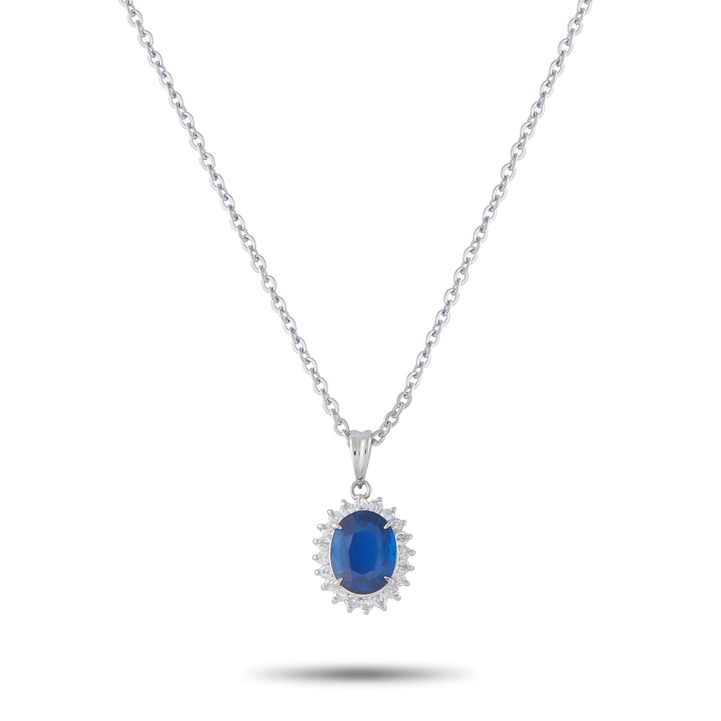 LB Exclusive Platinum 0.25ct Diamond and Sapphire Pendant Necklace MF19-041326